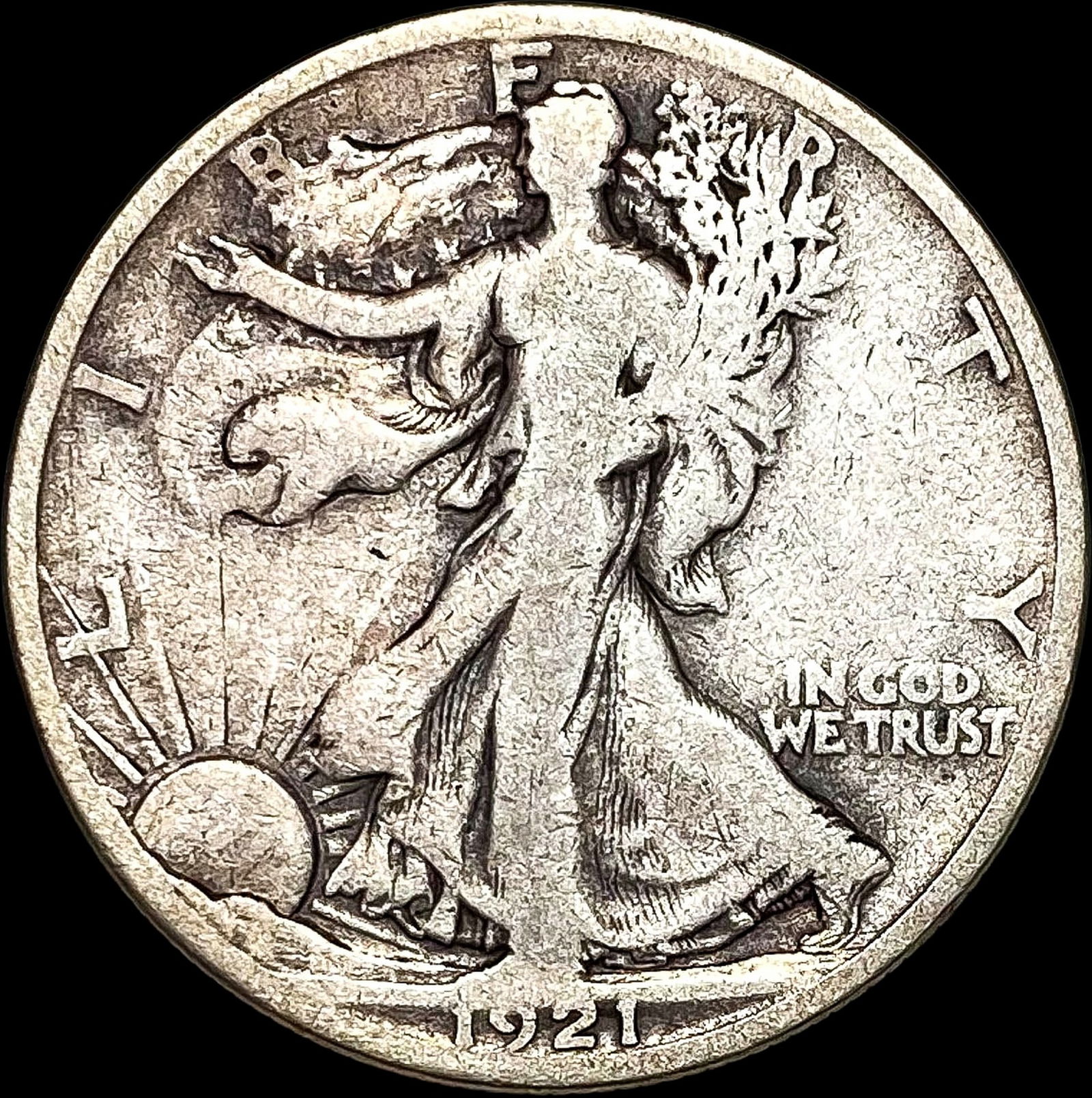 1921-S Walking Liberty Half Dollar NICELY  CIRCULATED (1 of 2)