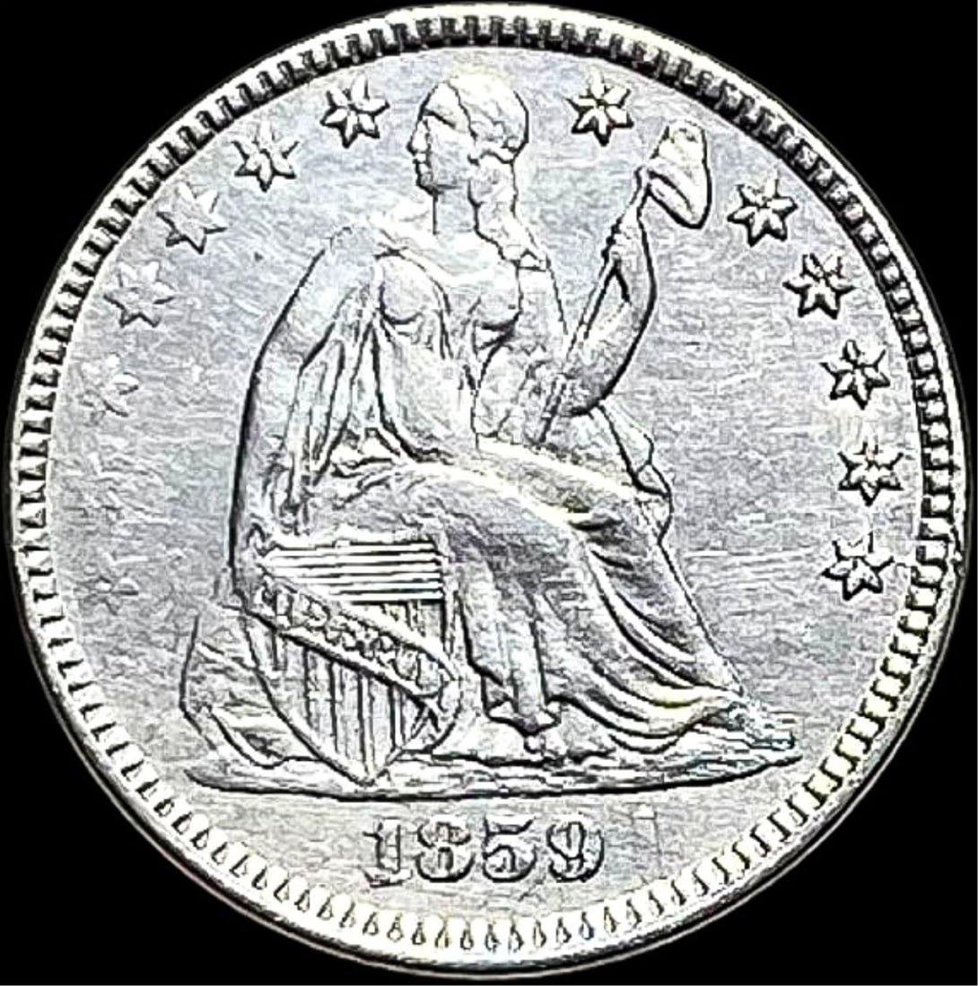 1859 Seated Liberty Half Dime ABOUT UNCIRCULATED (1 of 2)