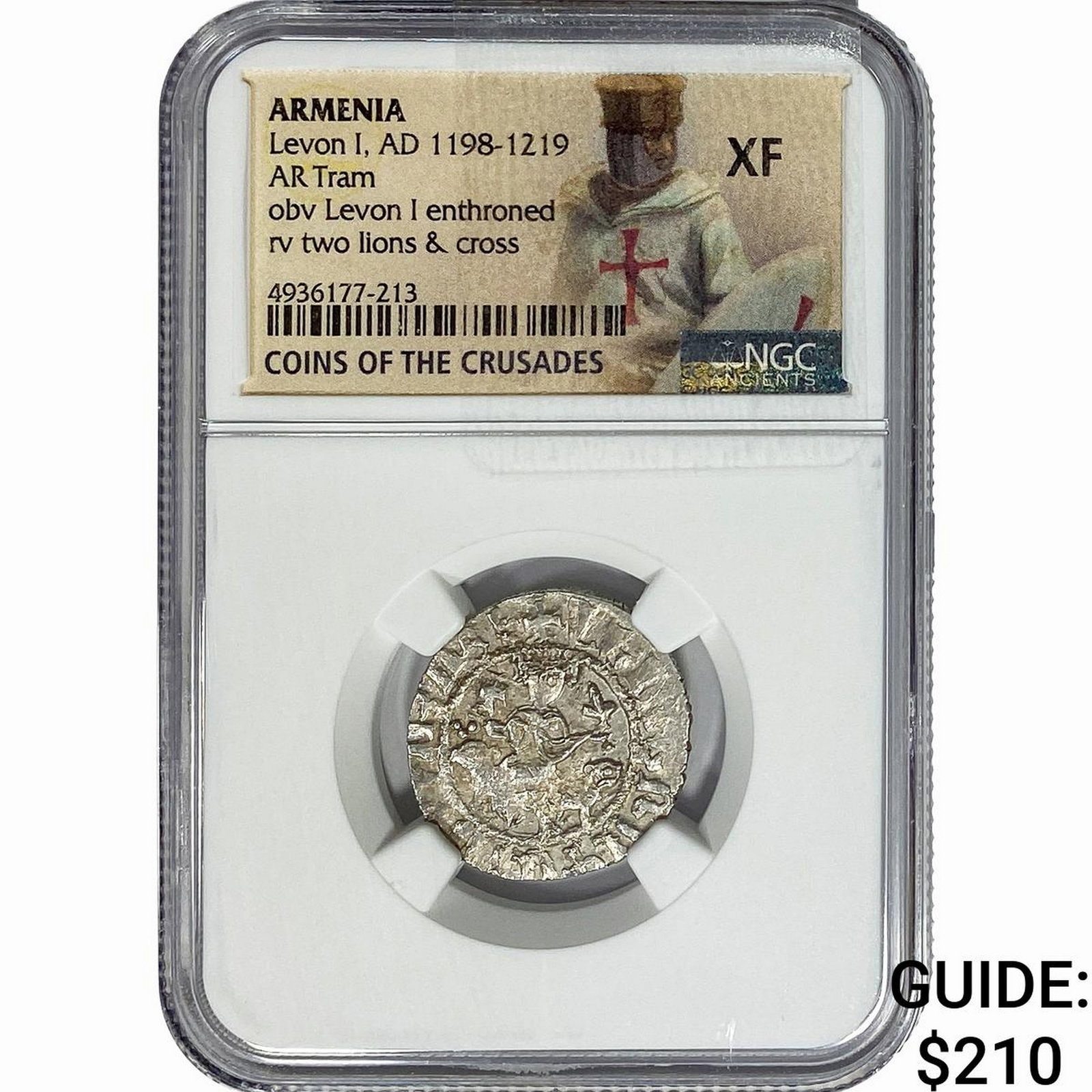 Armenia Levon I, AD 1198-1219 Silver Tram NGC XF: Armenia Levon I, AD 1198-1219 Silver Tram NGC XF