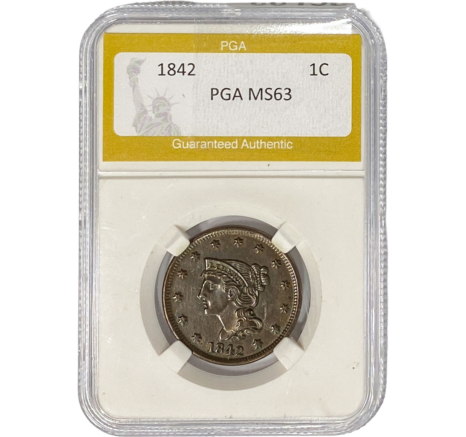 1842 Braided Hair Large Cent PGA MS63 (1 of 2)