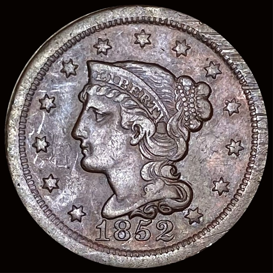 1852 Braided Hair Large Cent NEARLY UNCIRCULATED (1 of 2)