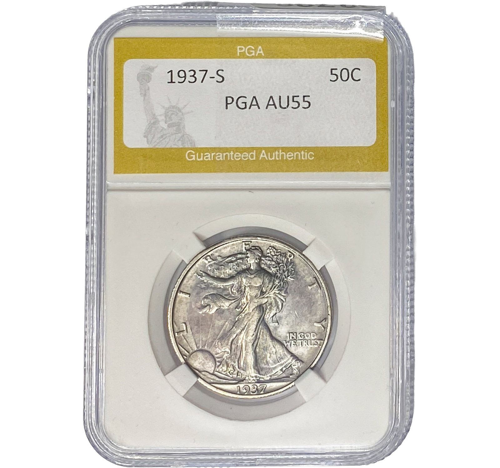 1937-S Walking Liberty Half Dollar PGA AU55: 1937-S Walking Liberty Half Dollar PGA AU55
