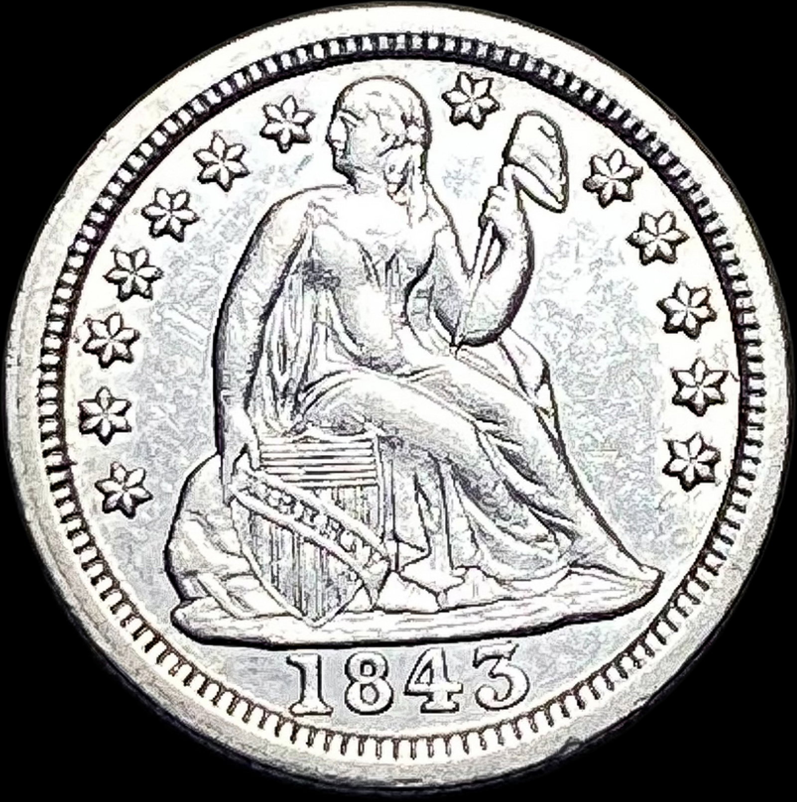 1843 Seated Liberty Dime CLOSELY UNCIRCULATED: 1843 Seated Liberty Dime CLOSELY UNCIRCULATED