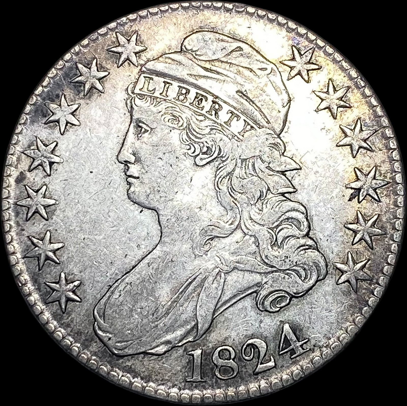 1824 Capped Bust Half Dollar NEARLY UNCIRCULATED: 1824 Capped Bust Half Dollar NEARLY UNCIRCULATED