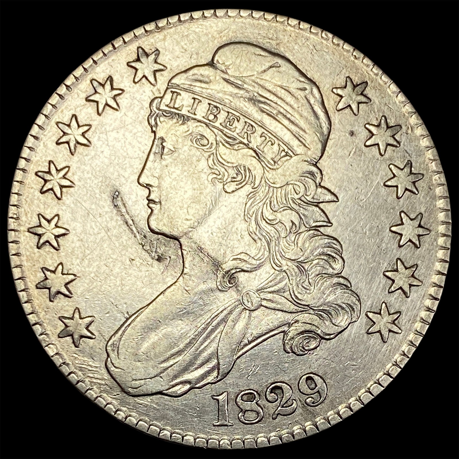 1829 Capped Bust Half Dollar CLOSELY UNCIRCULATED: 1829 Capped Bust Half Dollar CLOSELY UNCIRCULATED