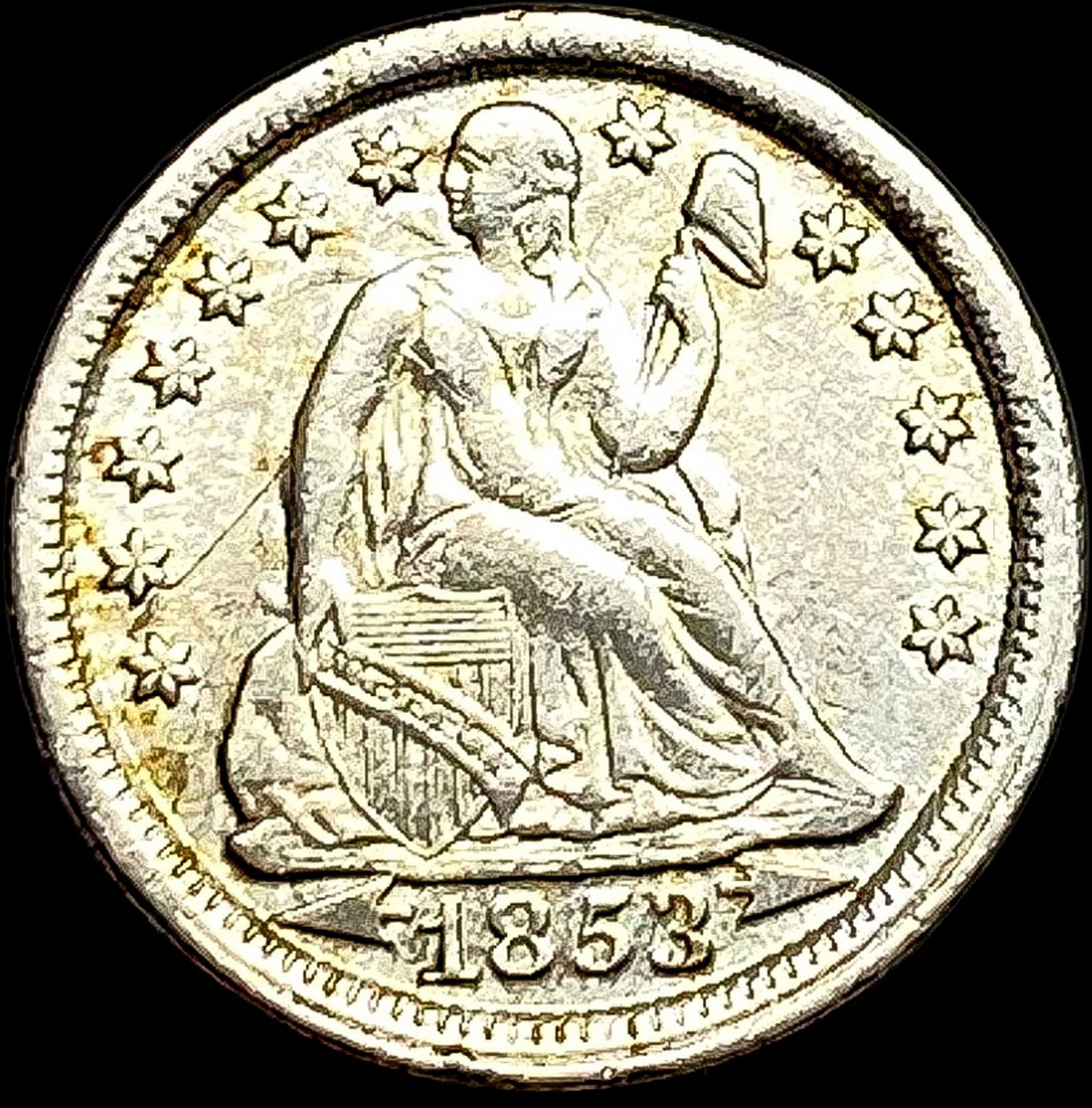 1853 Arrows Seated Liberty Dime NEARLY UNCIRCULATED (1 of 2)