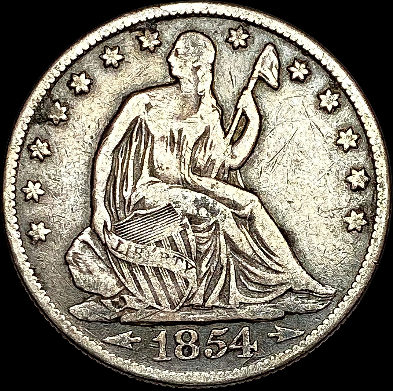 1854-O Seated Liberty Half Dollar NICELY CIRCULATED (1 of 2)