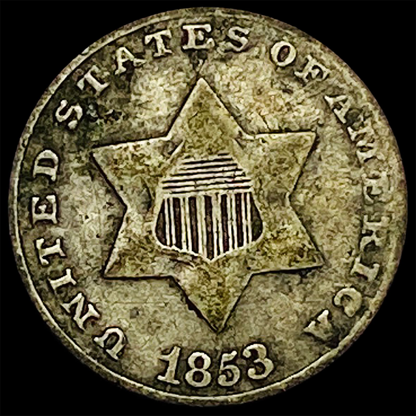 1853 Silver Three-Cent Piece LIGHTLY CIRCULATED (1 of 2)