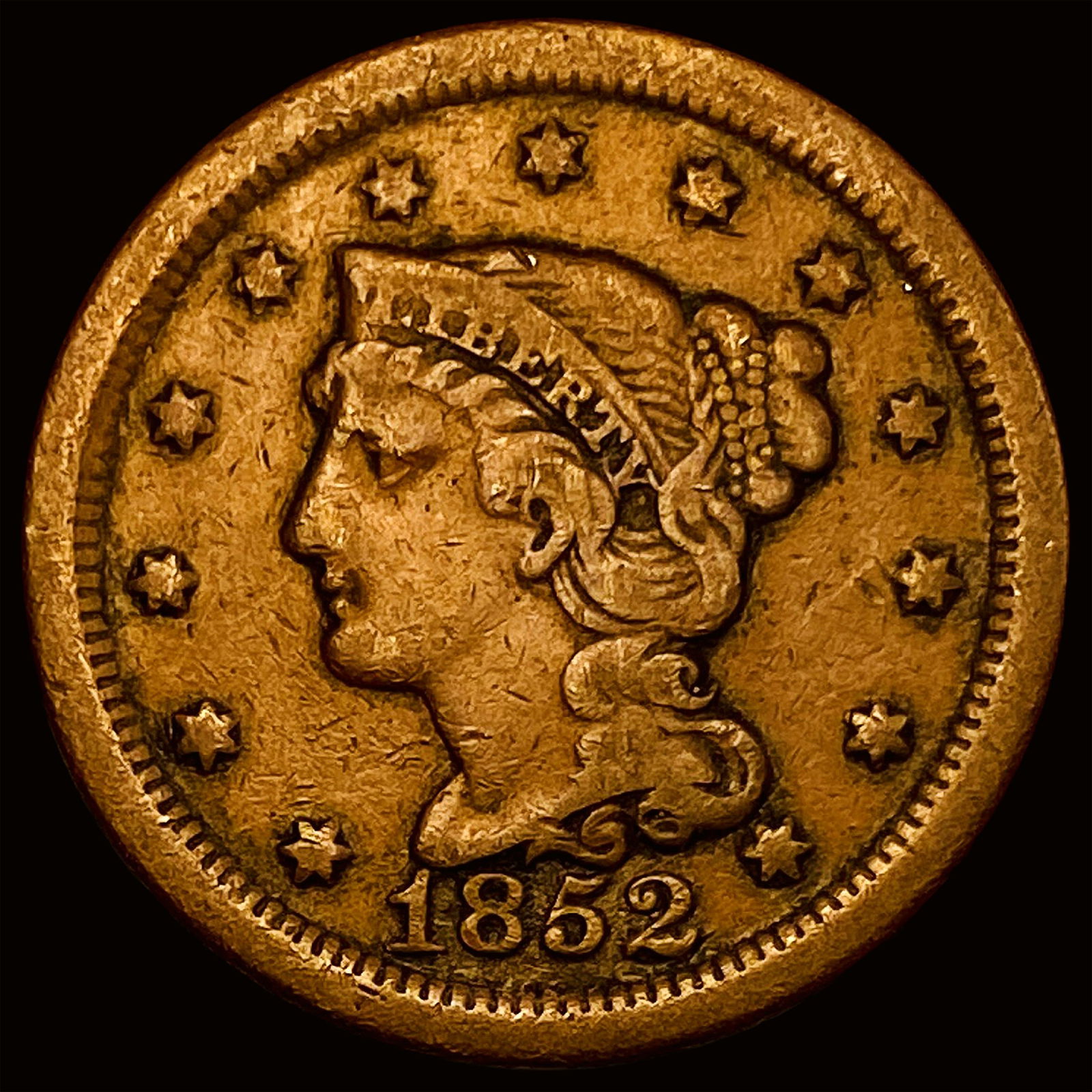 1852 Braided Hair Large Cent ABOUT UNCIRCULATED (1 of 2)