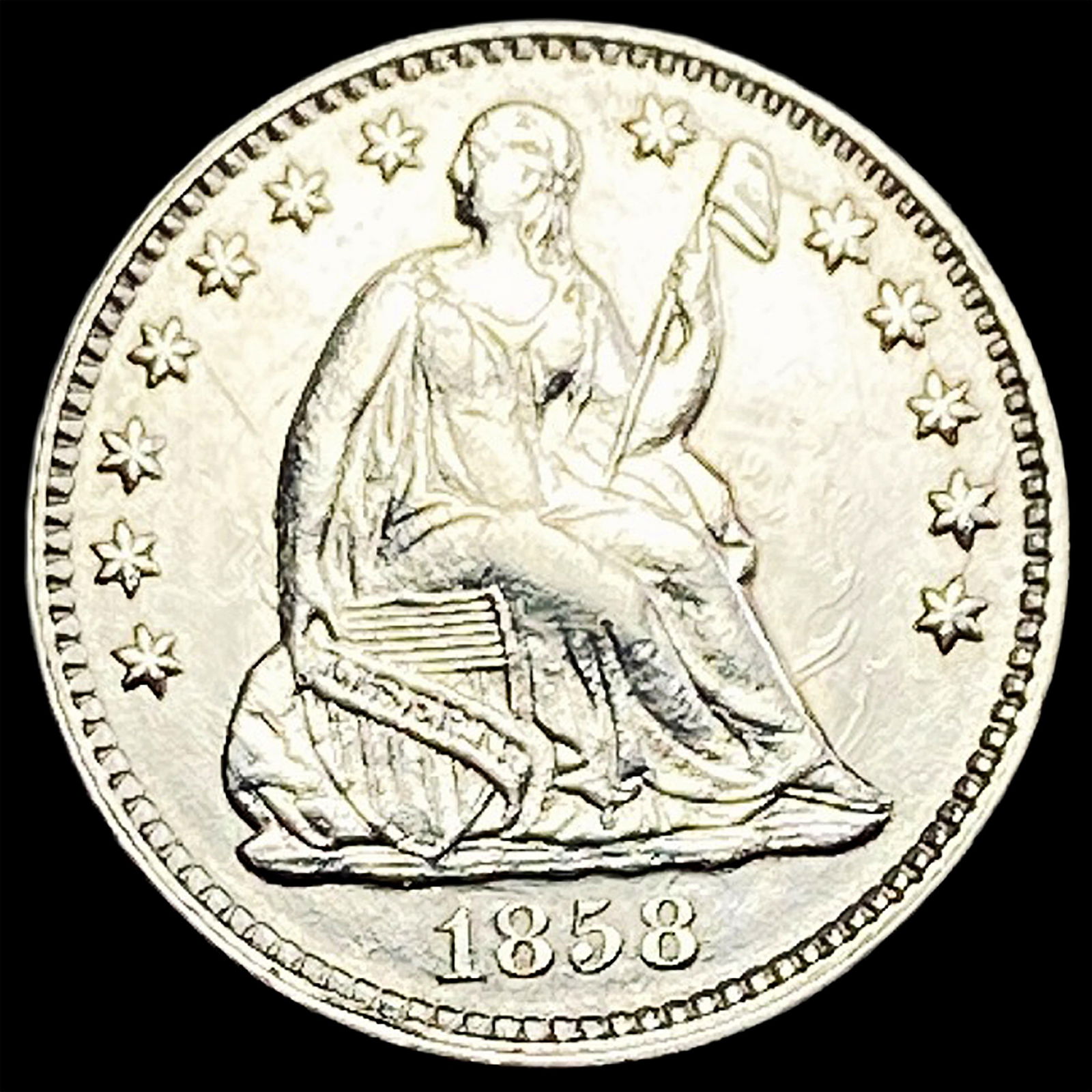 1858 Seated Liberty Half Dime CLOSELY UNCIRCULATED (1 of 2)