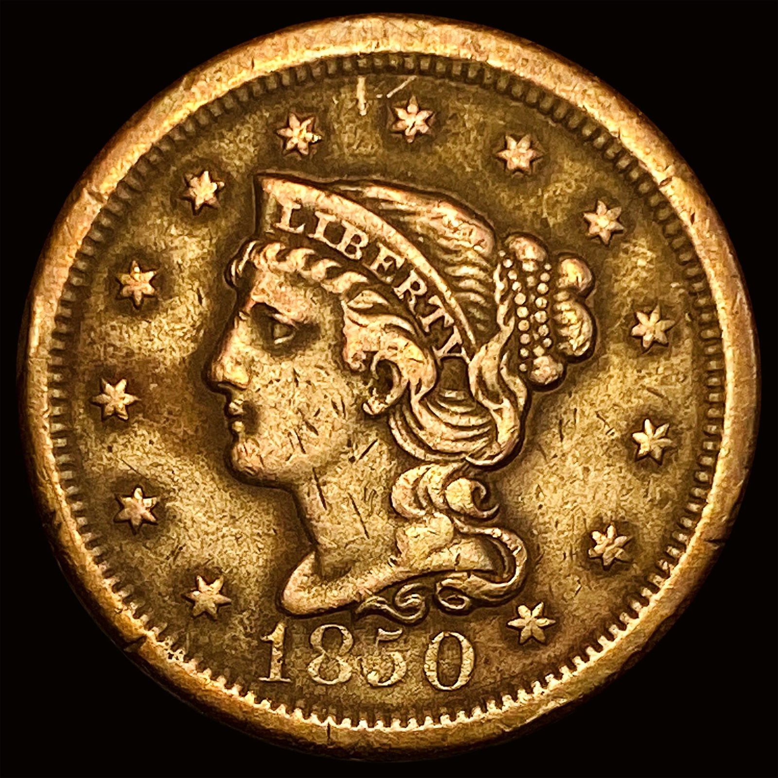 1850 Braided Hair Large Cent ABOUT UNCIRCULATED (1 of 2)