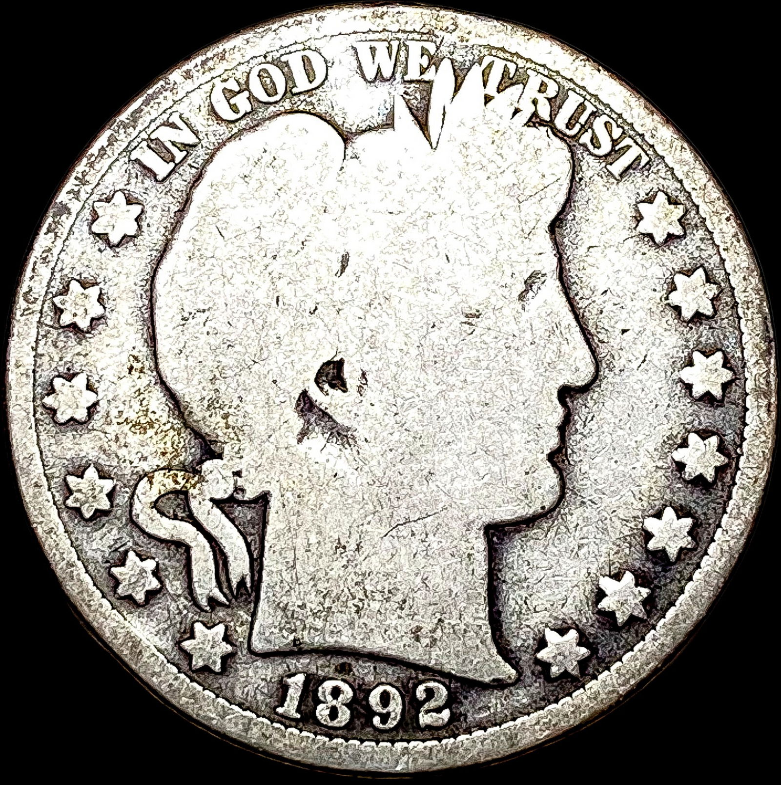 1892 Silver Barber Half Dollar LIGHTLY CIRCULATED (1 of 2)