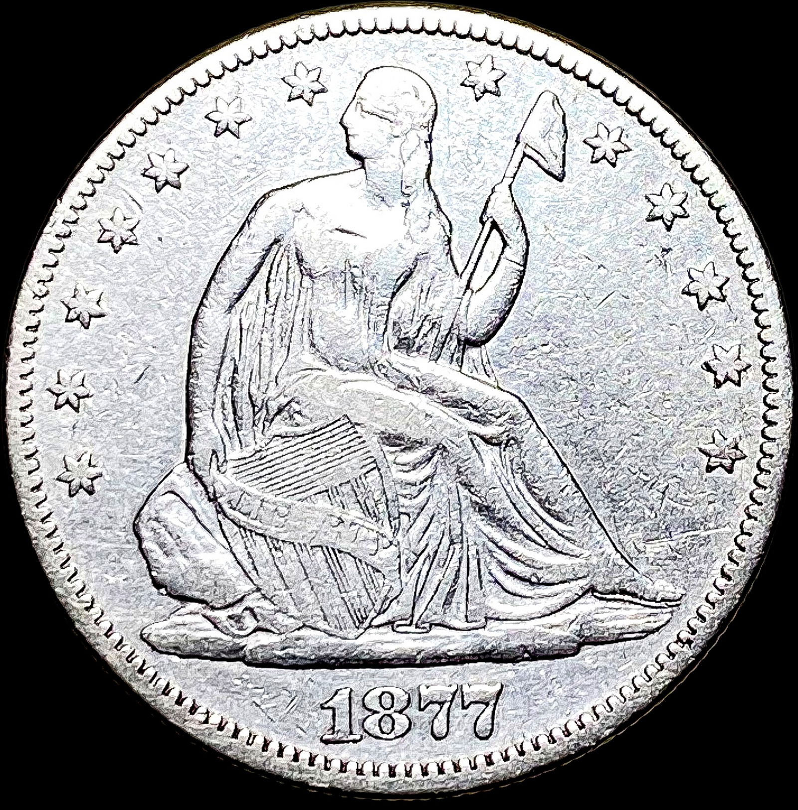 1877 Seated Liberty Half Dollar ABOUT UNCIRCULATED (1 of 2)