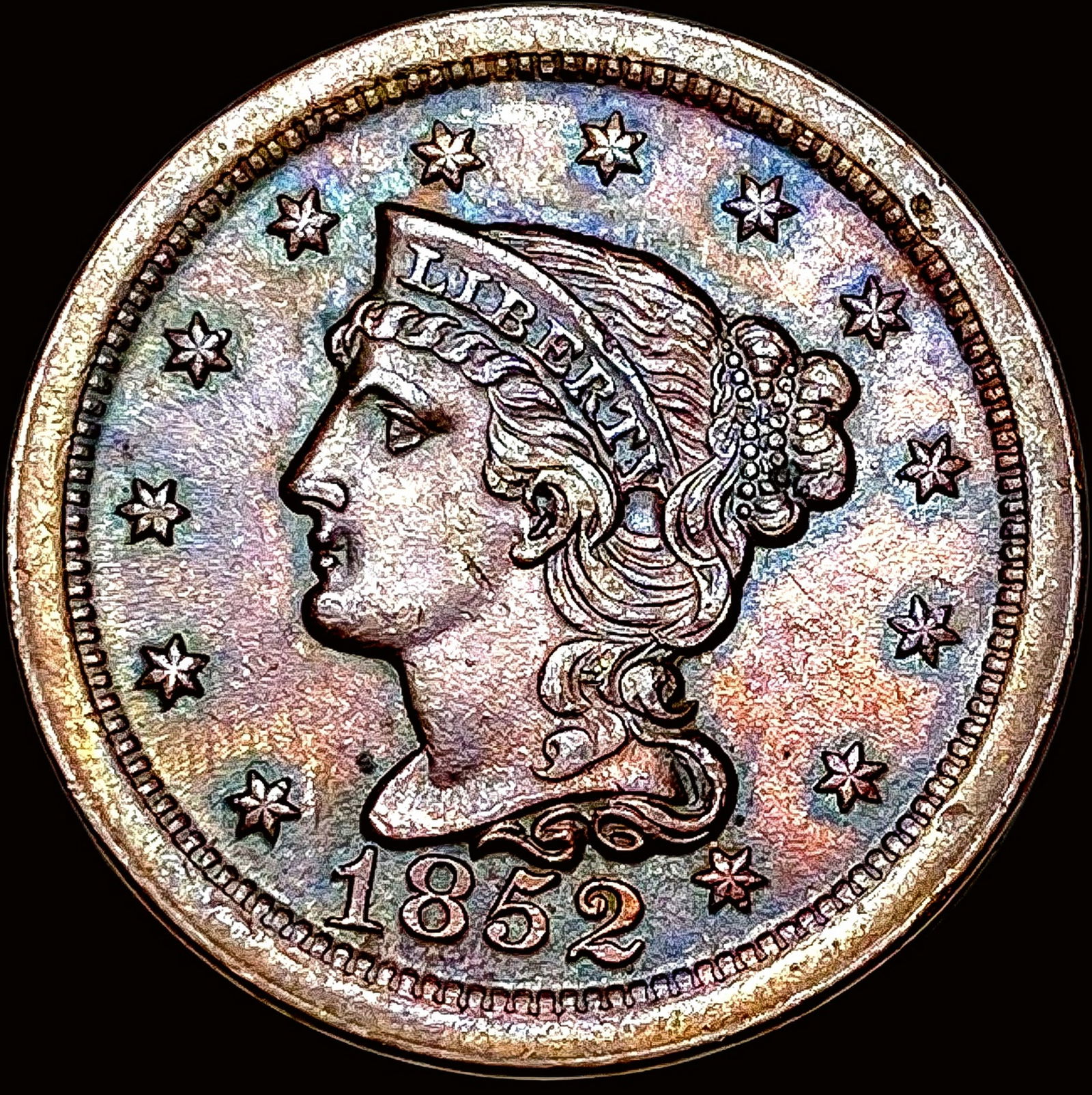 1852 Braided Hair Large Cent NEARLY UNCIRCULATED (1 of 2)