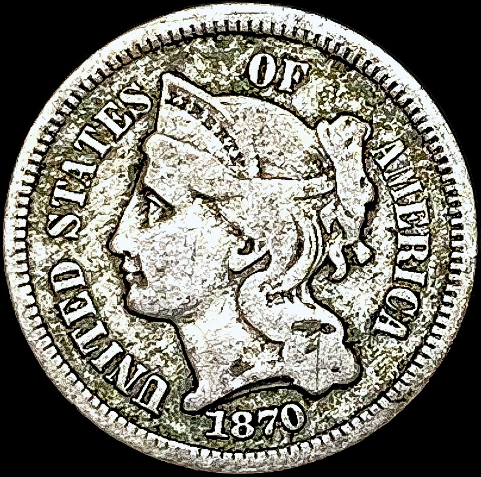1870 Nickel Three-Cent Piece ABOUT UNCIRCULATED (1 of 2)