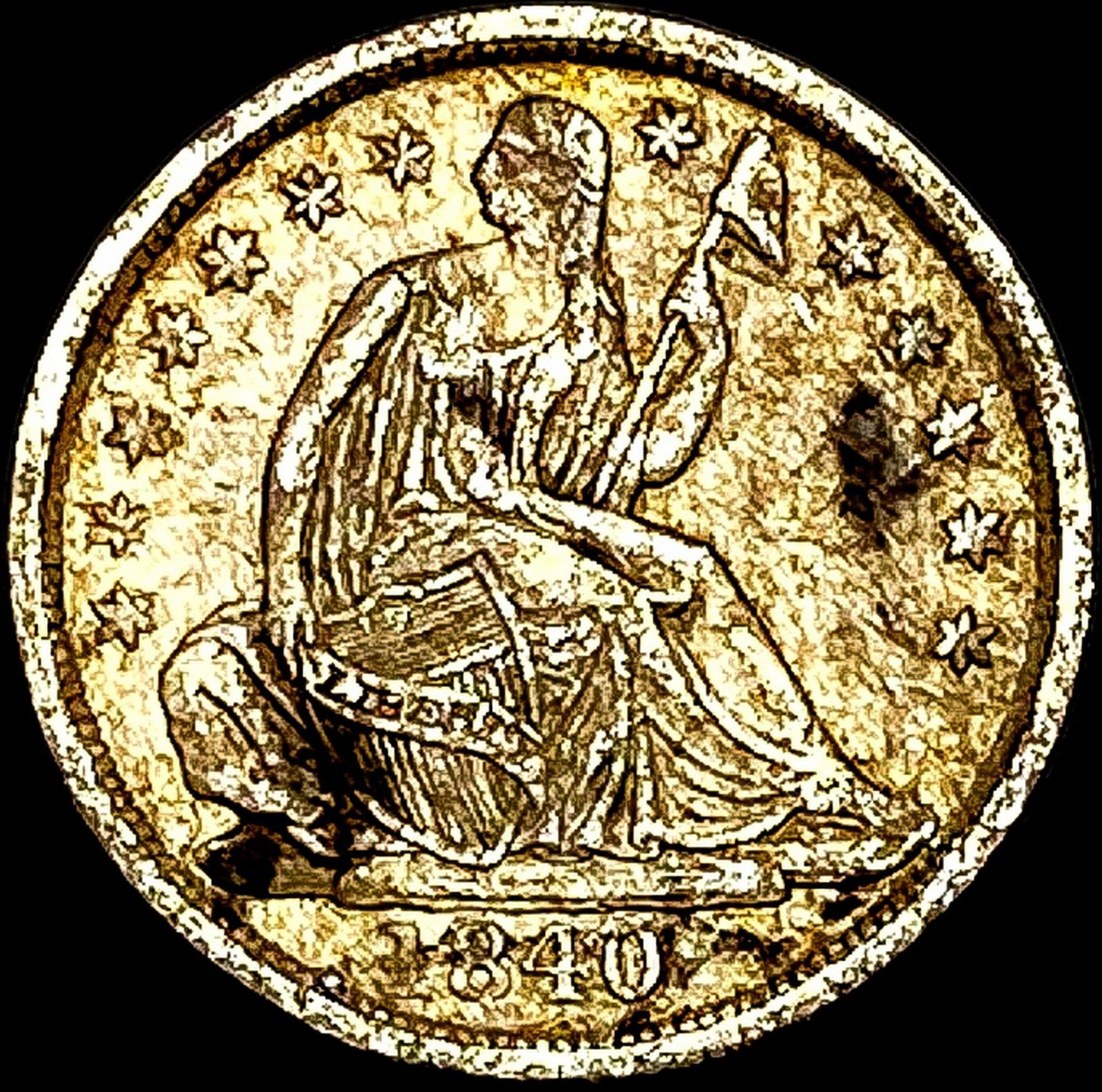 1840 Seated Liberty Half Dime NEARLY UNCIRCULATED (1 of 2)