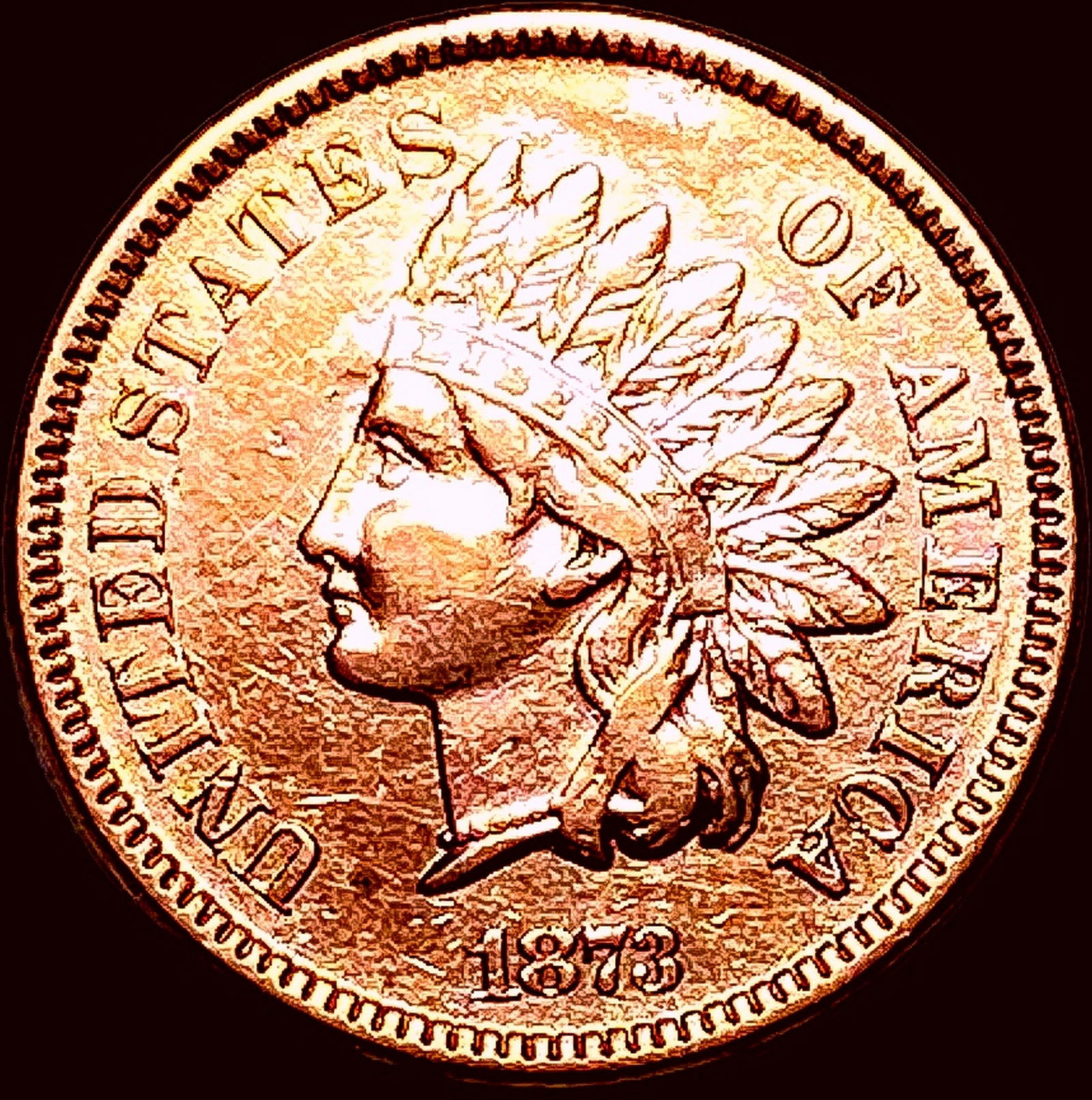 1873 Indian Head Cent CLOSELY UNCIRCULATED (1 of 2)