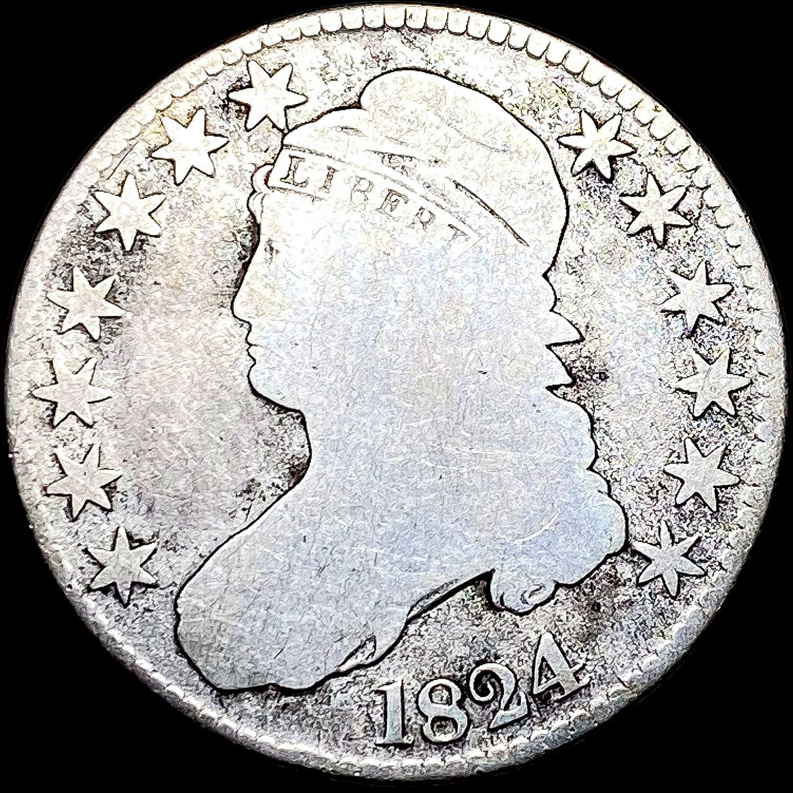 1824 Capped Bust Half Dollar NICELY CIRCULATED (1 of 2)