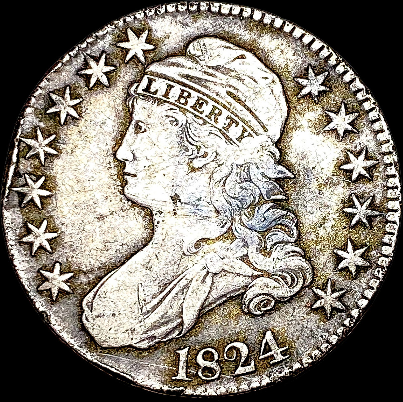 1824 Silver Capped Bust Half Dollar ABOUT UNCIRCULATED (1 of 2)