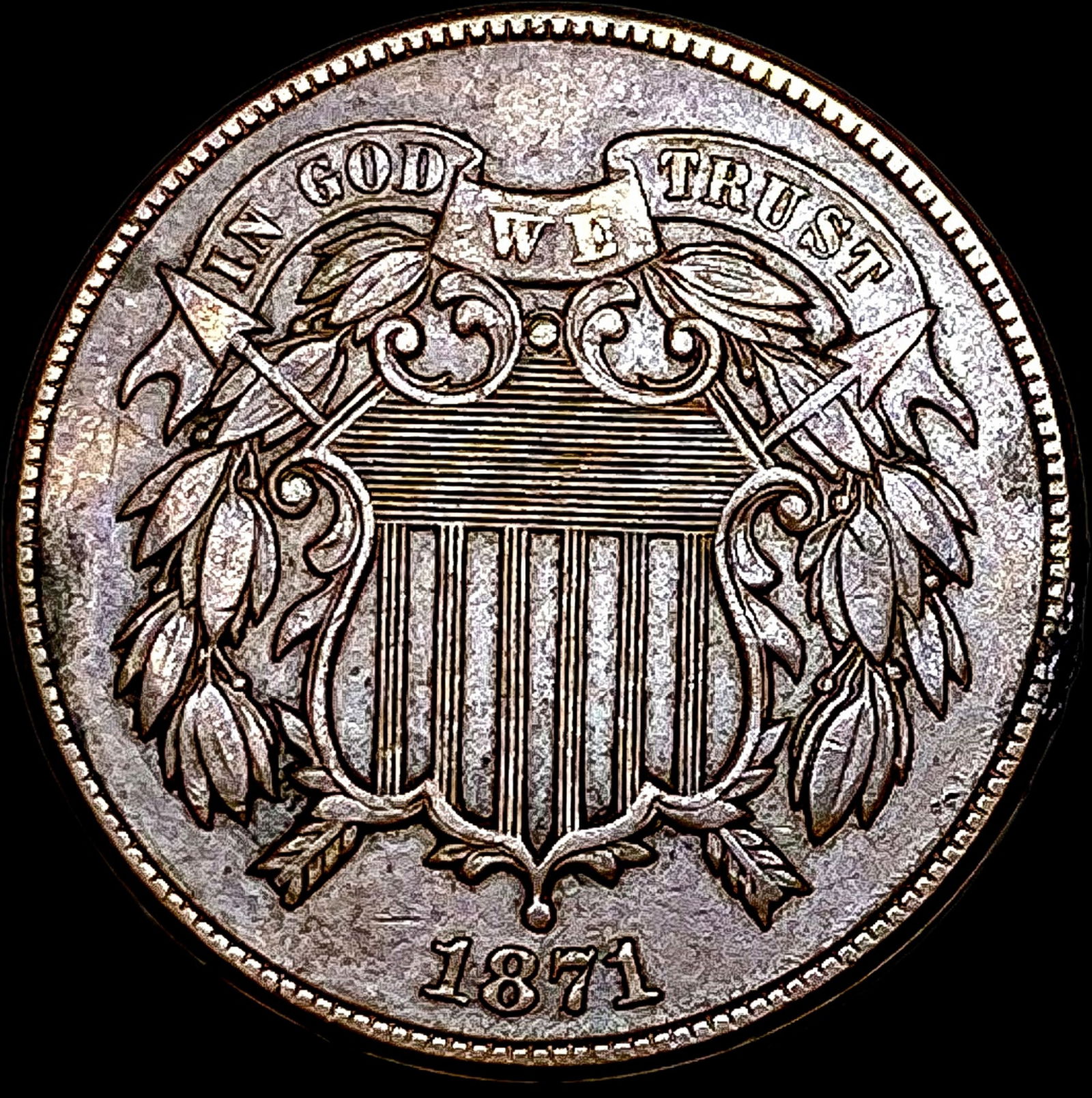 1871 Two-Cent Piece ABOUT UNCIRCULATED (1 of 2)