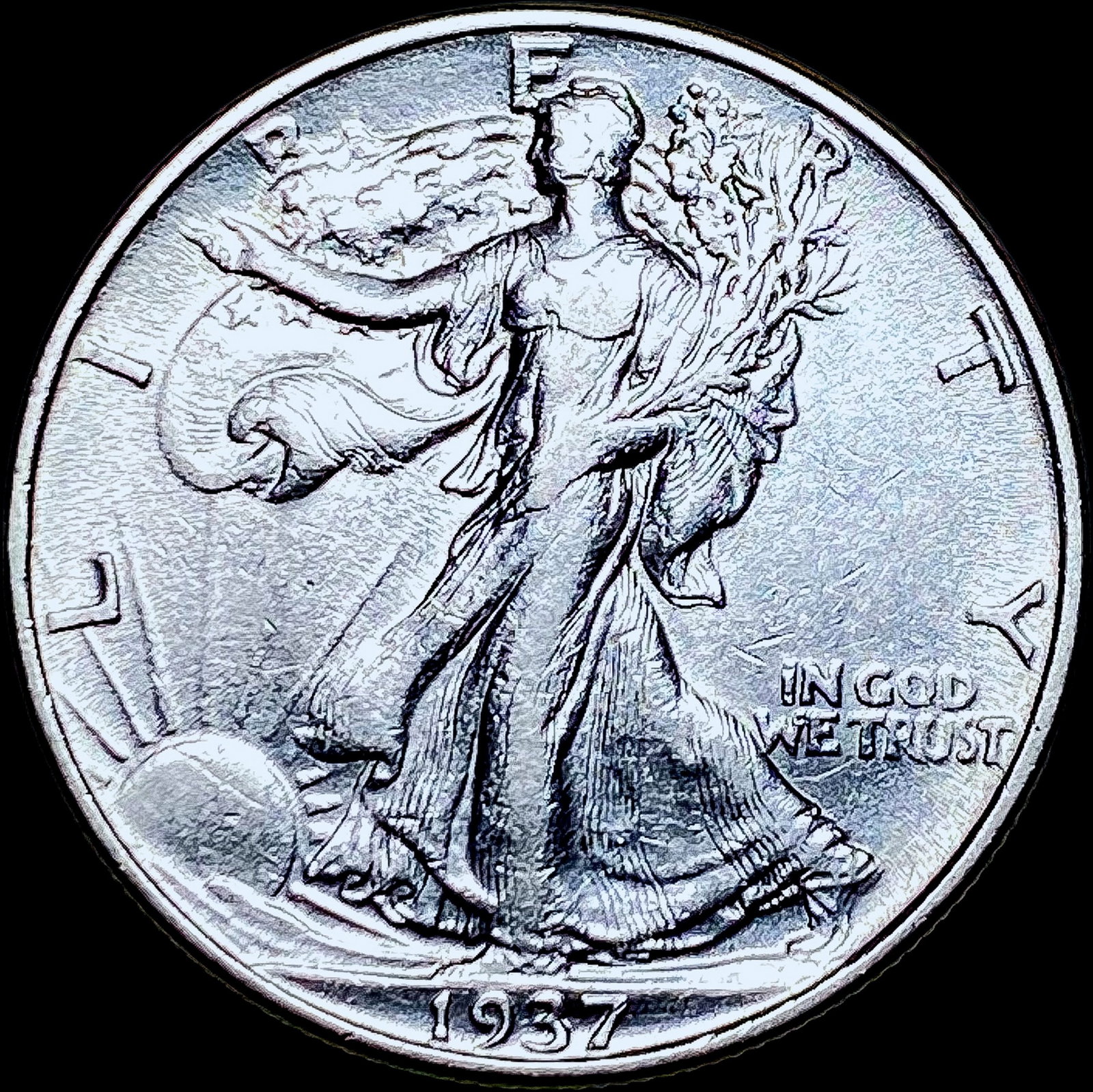 1937 Walking Liberty Half Dollar CHOICE AU: 1937 Walking Liberty Half Dollar CHOICE AU