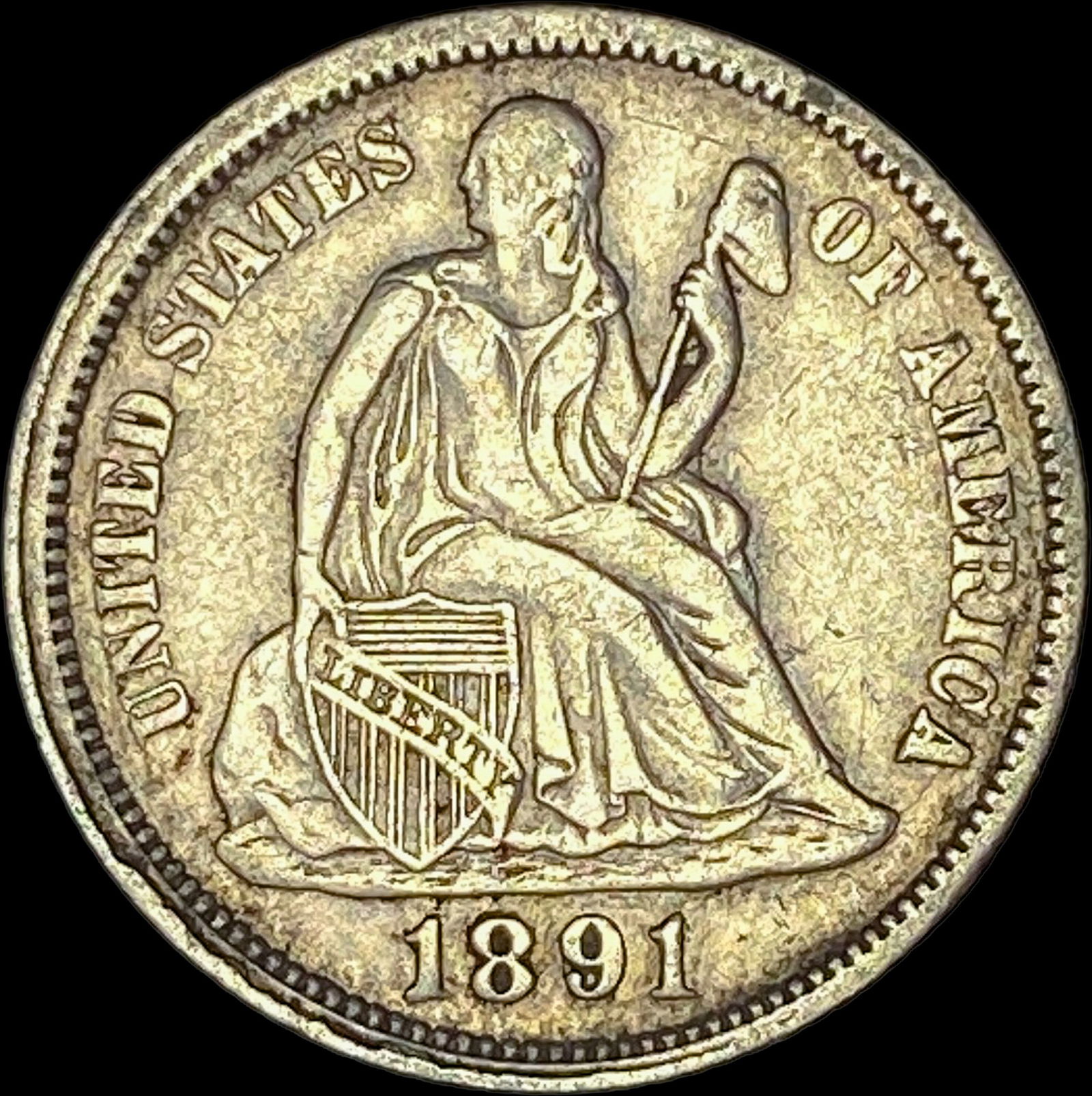 1891-O Silver Dime CLOSELY UNCIRCULATED (1 of 2)