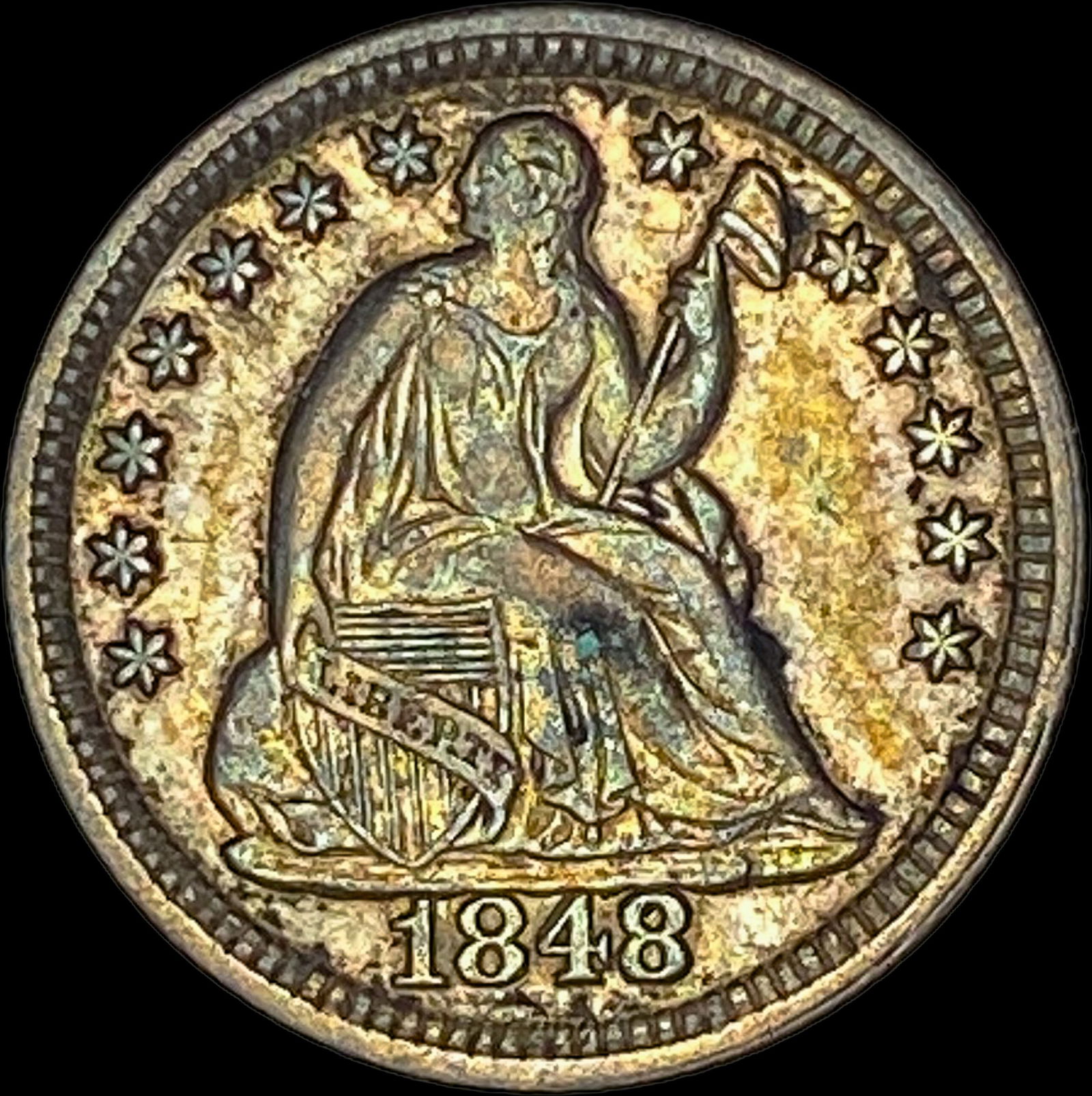 1848 Seated Liberty Half Dime CLOSELY UNCIRCULATED (1 of 2)