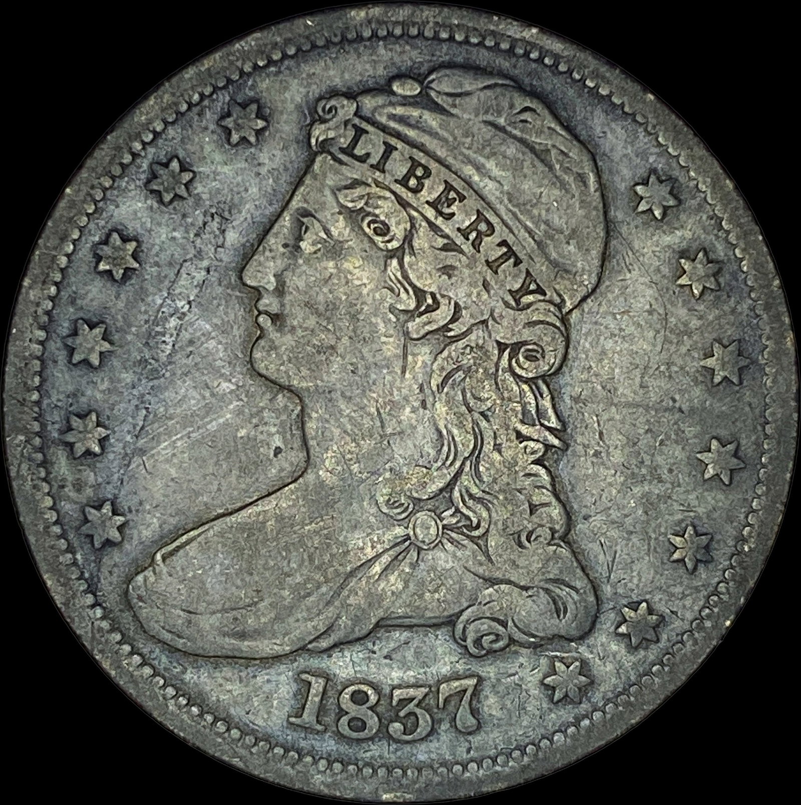 1837 Capped Bust Half Dollar ABOUT UNCIRCULATED: 1837 Capped Bust Half Dollar ABOUT UNCIRCULATED