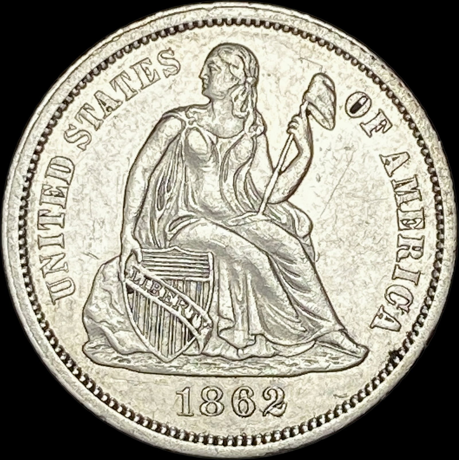 1862 Seated Liberty Dime CHOICE AU (1 of 2)