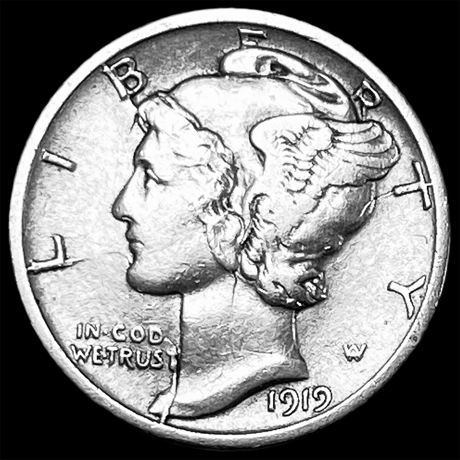 1919-D Silver Mercury Dime CLOSELY UNCIRCULATED (1 of 2)