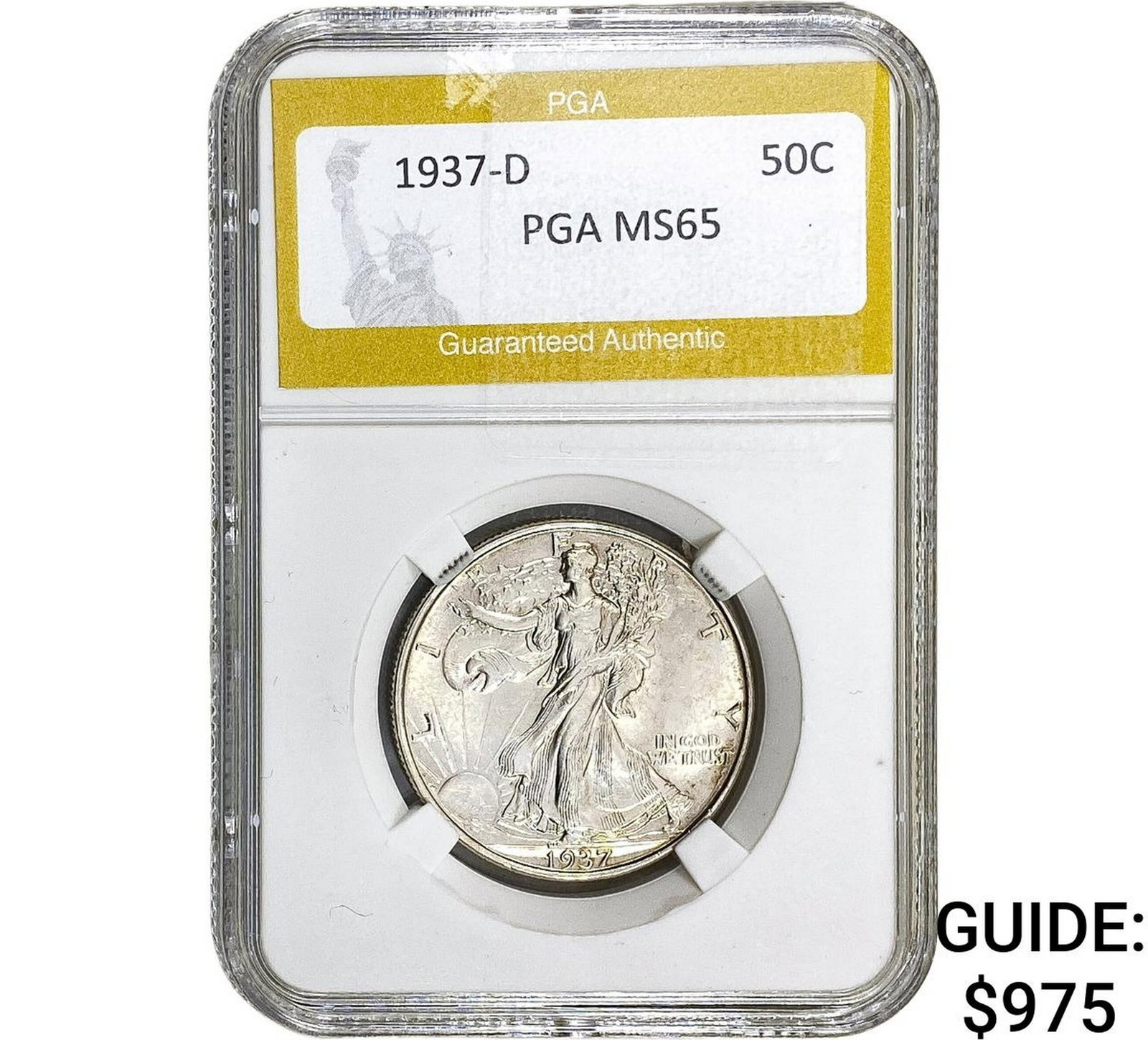 1937-D Walking Liberty Half Dollar PGA MS65: 1937-D Walking Liberty Half Dollar PGA MS65