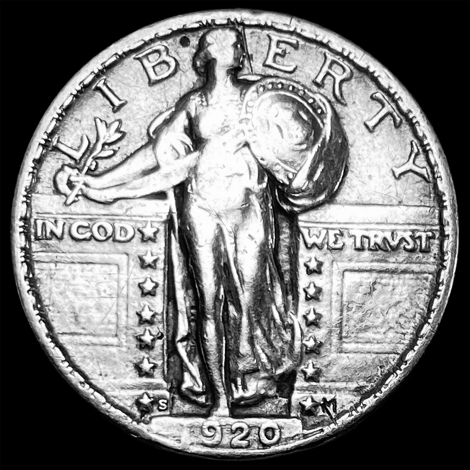 1920-S Silver Standing Liberty Quarter HIGH GRADE: 1920-S Silver Standing Liberty Quarter HIGH GRADE
