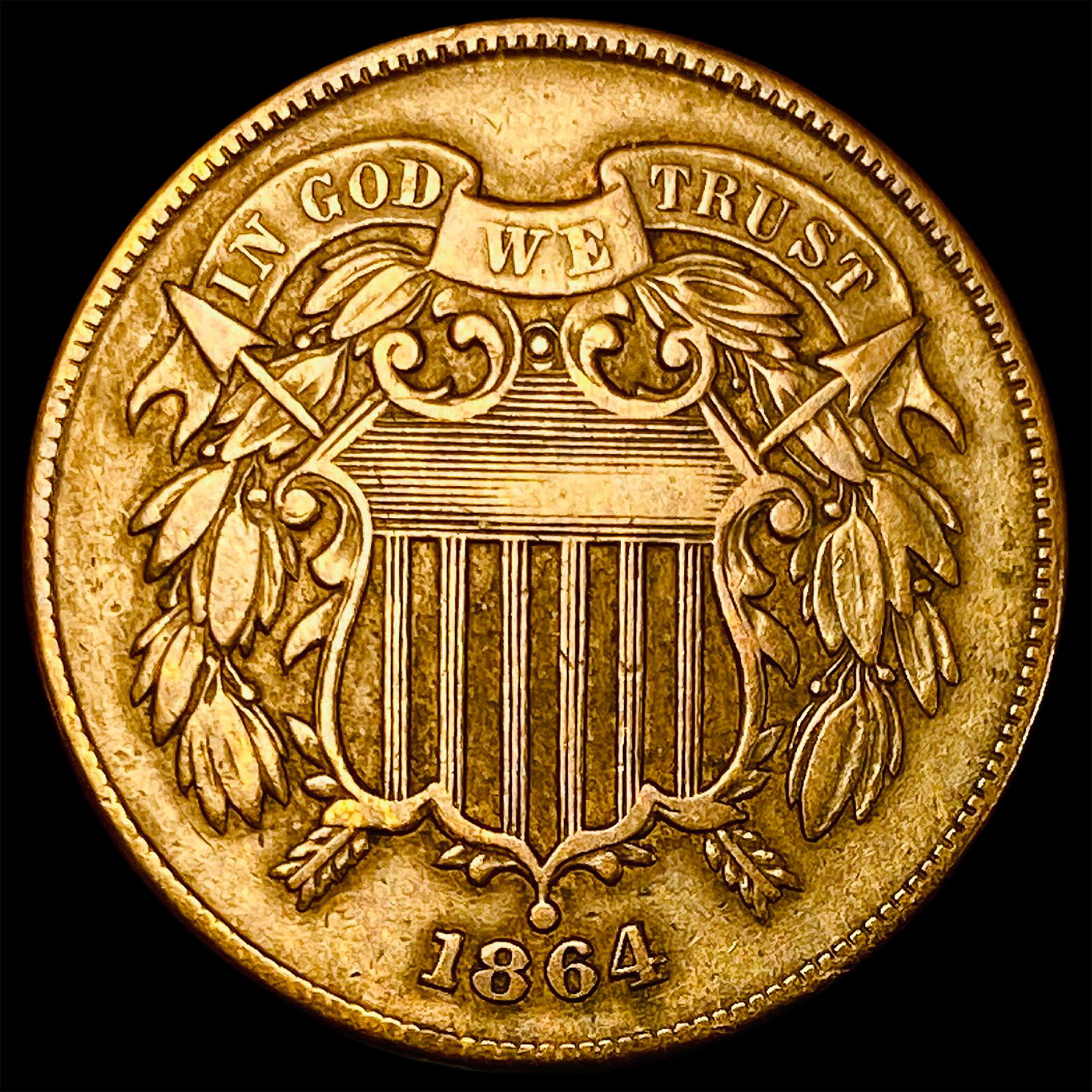 1864 Bronze Two-Cent Piece ABOUT UNCIRCULATED (1 of 2)