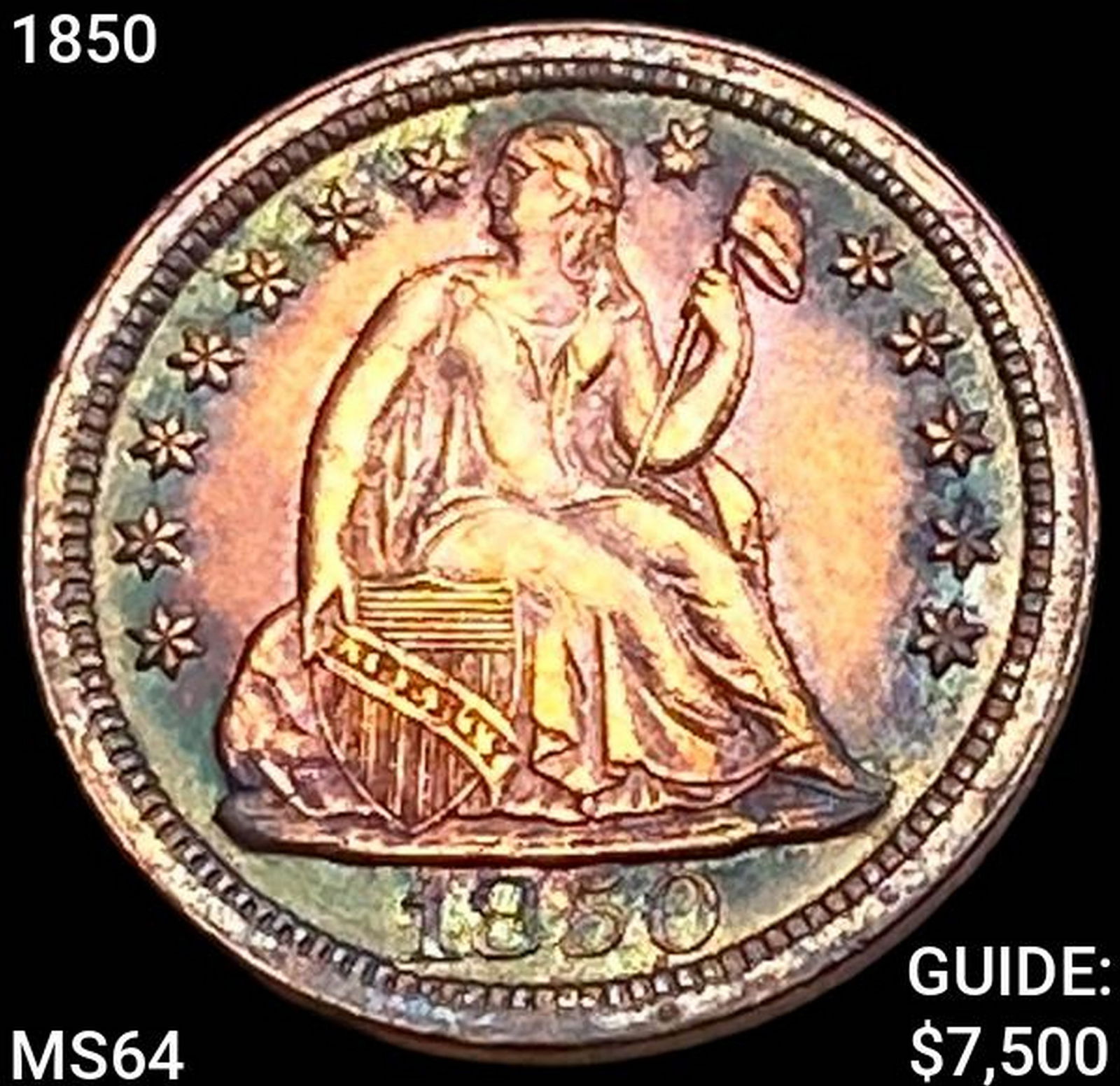 1850 Seated Liberty Dime CHOICE BU (1 of 2)
