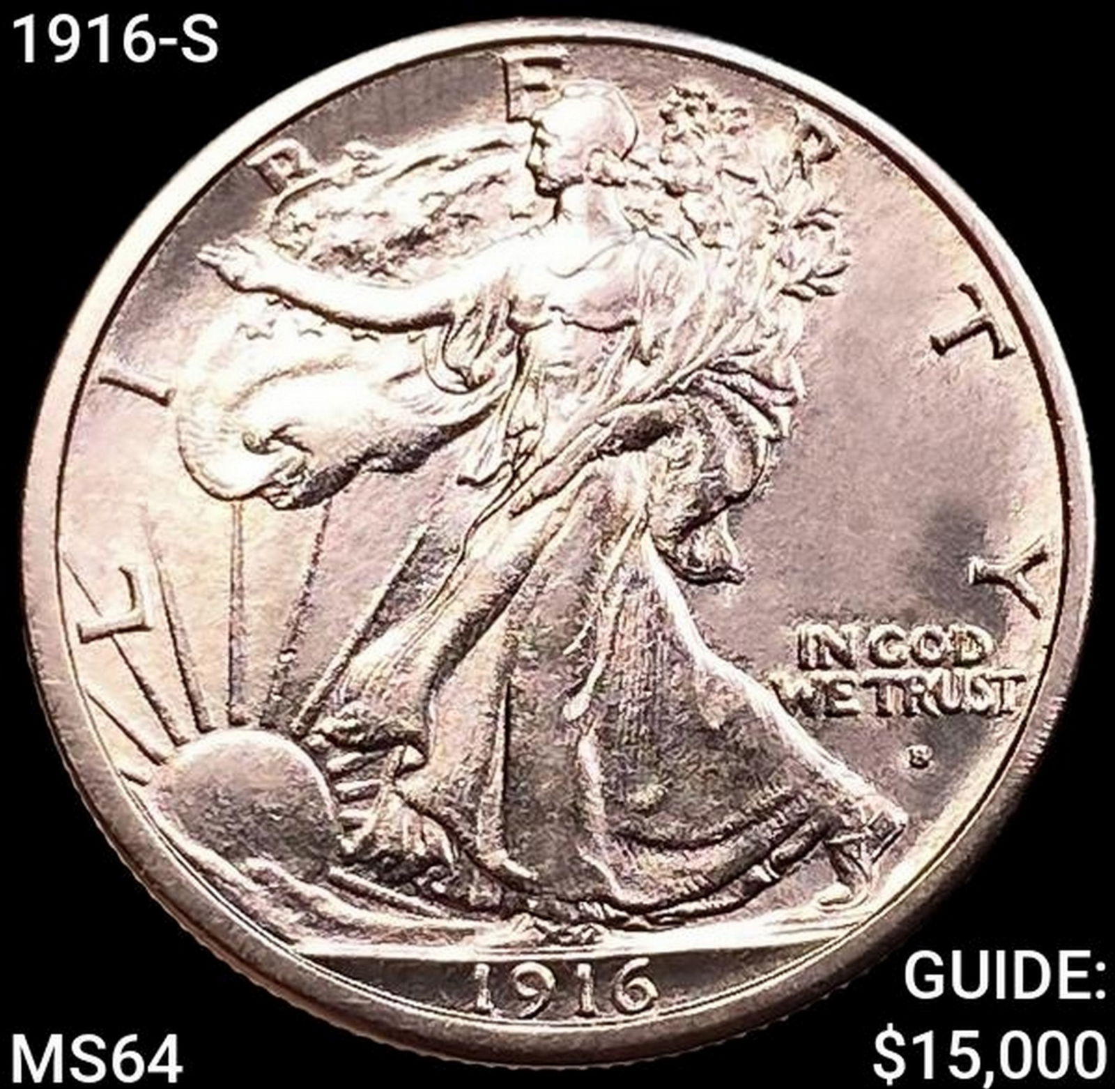 1916-S Walking Liberty Half Dollar CHOICE BU (1 of 2)