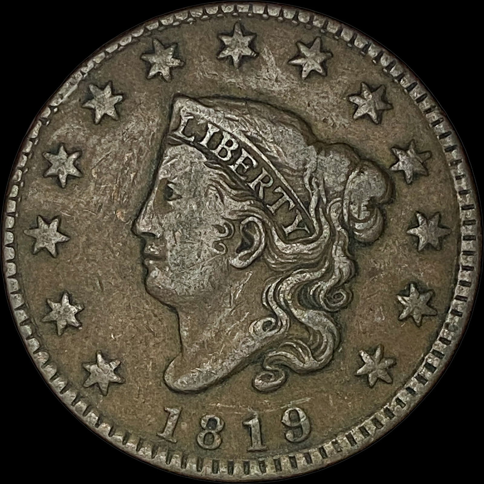 1819 Coronet Head Large Cent LIGHTLY CIRCULATED (1 of 2)