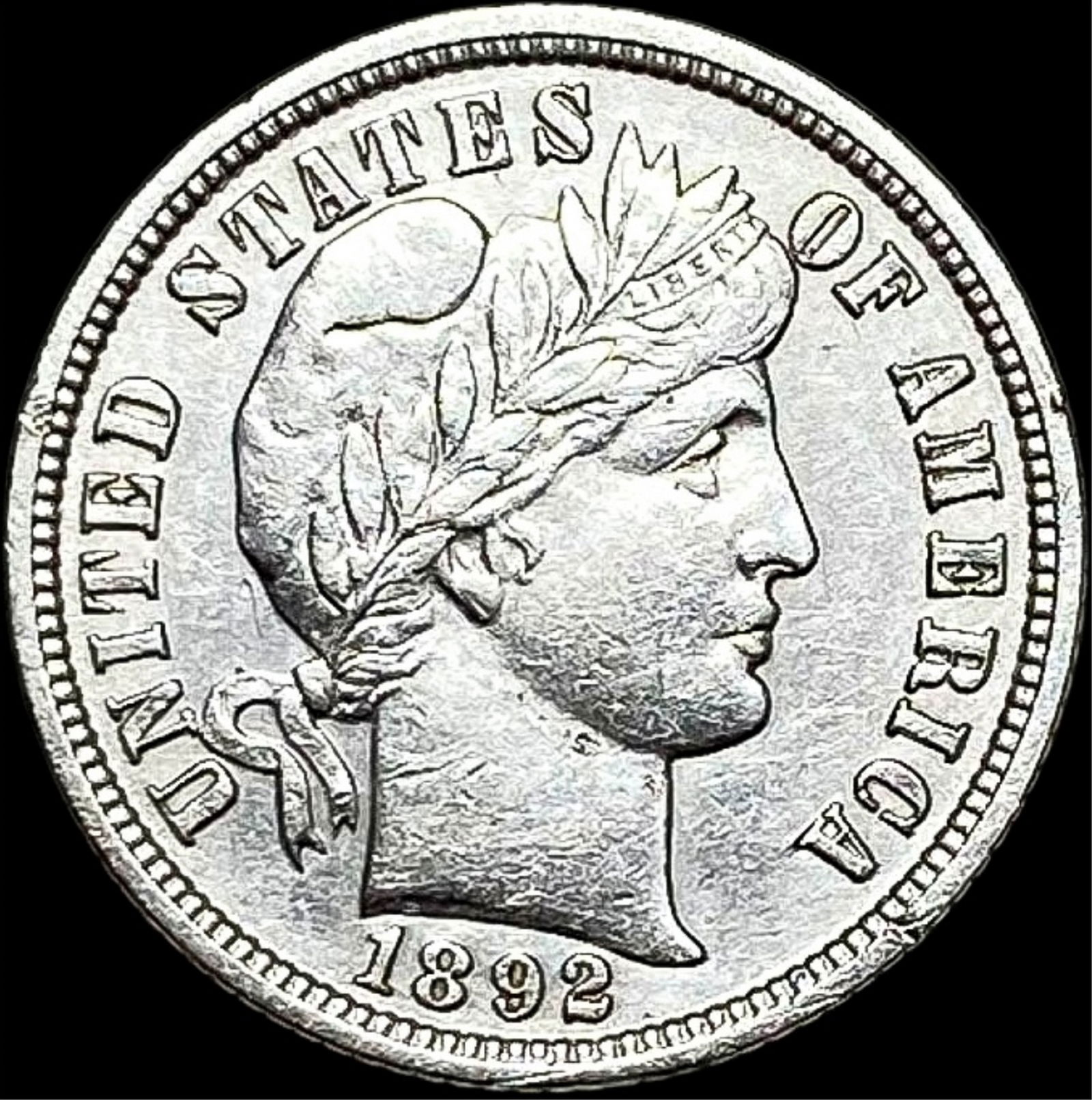 1892-O Silver Barber Dime CLOSELY UNCIRCULATED (1 of 2)