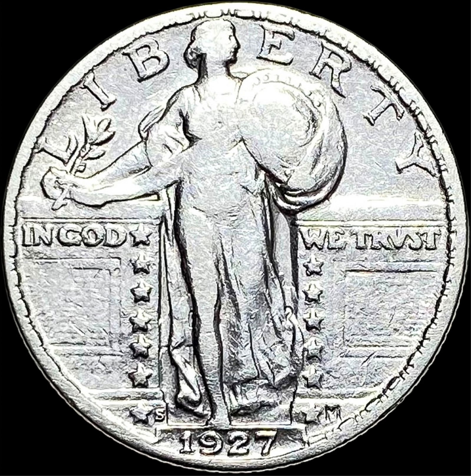 1927-S Silver Standing Liberty Quarter LIGHTLY CIRCULATED (1 of 2)