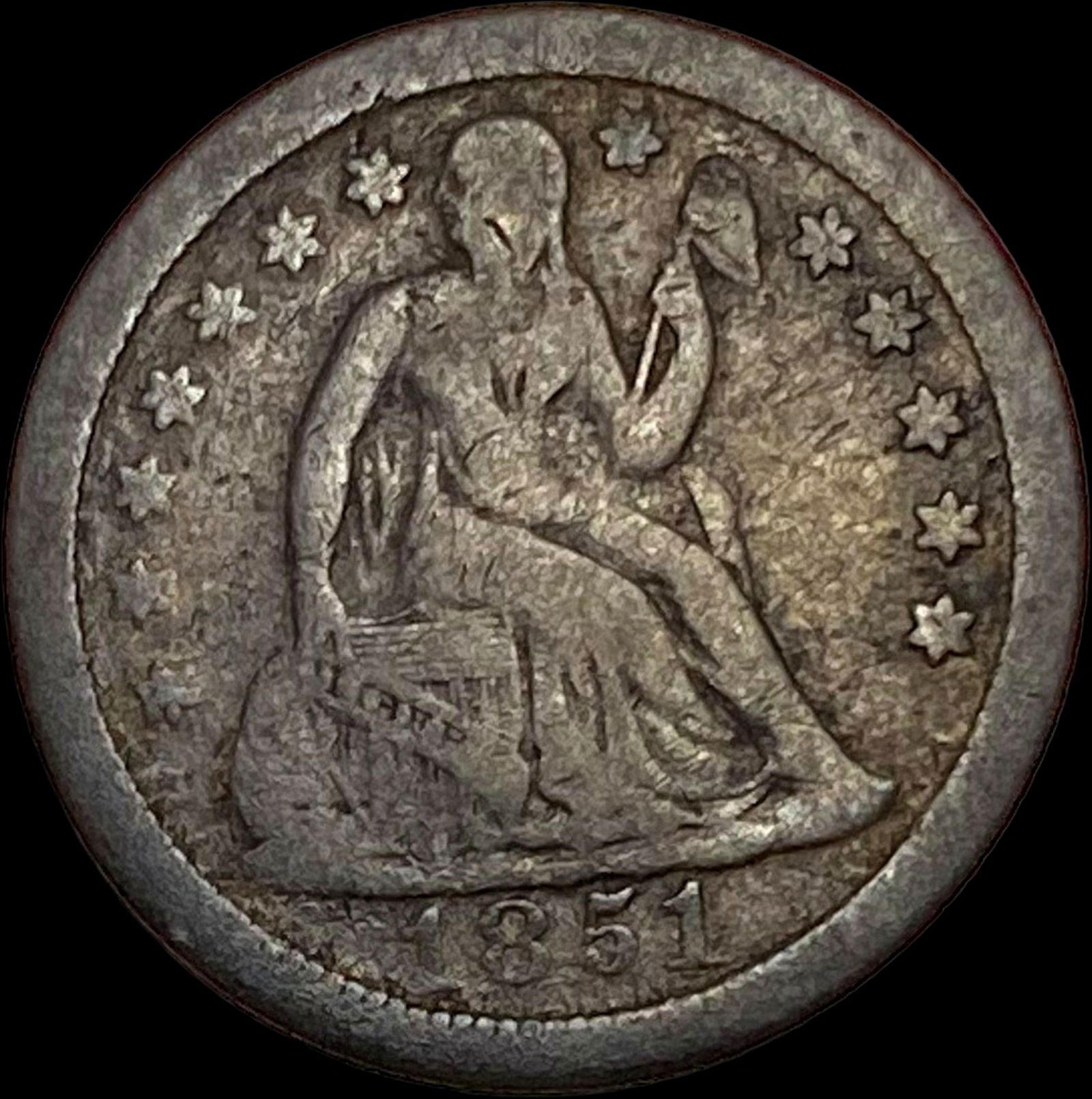1851-O Silver Seated Liberty Dime NICELY CIRCULATED (1 of 2)