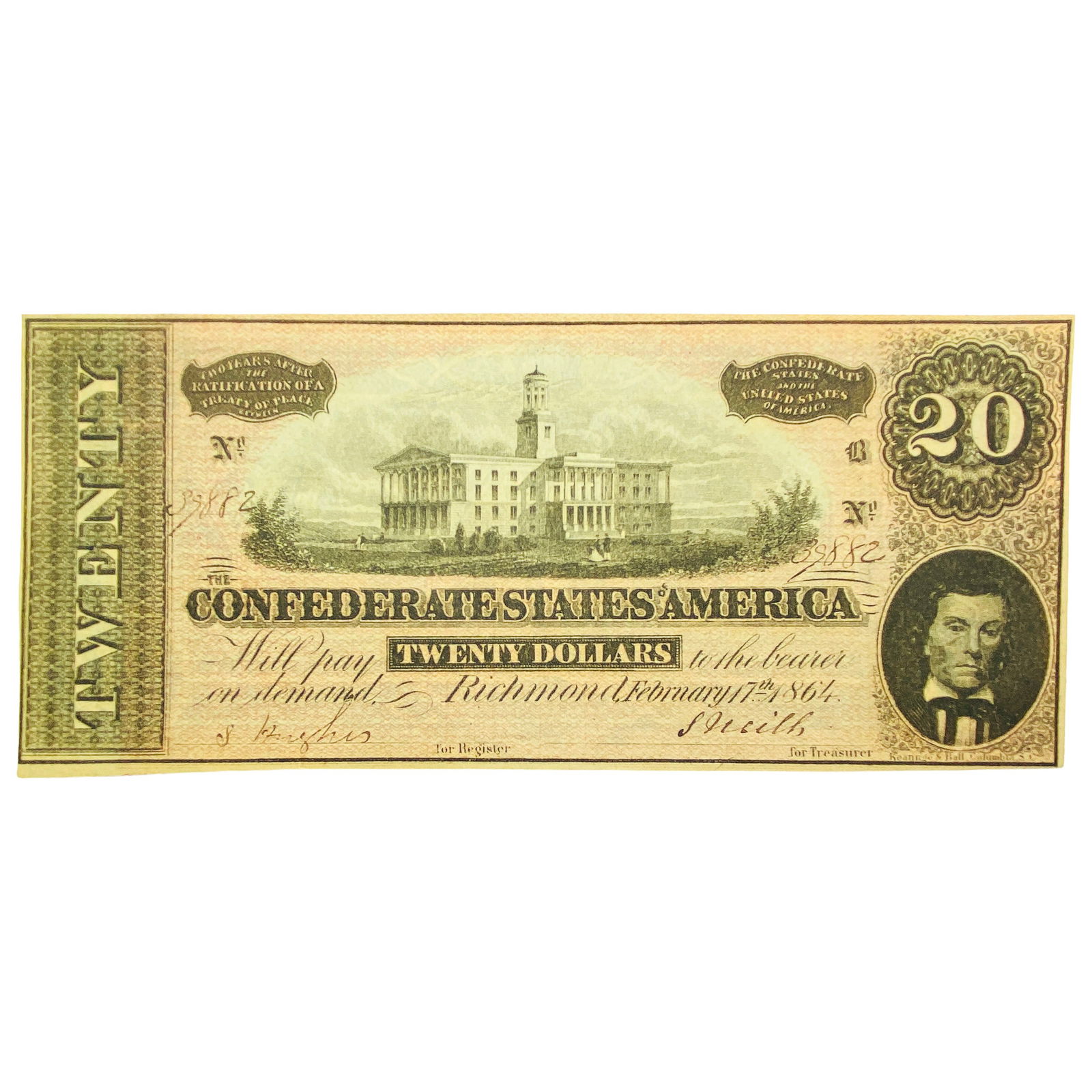 1864 Confederate States Note $20 (1 of 2)