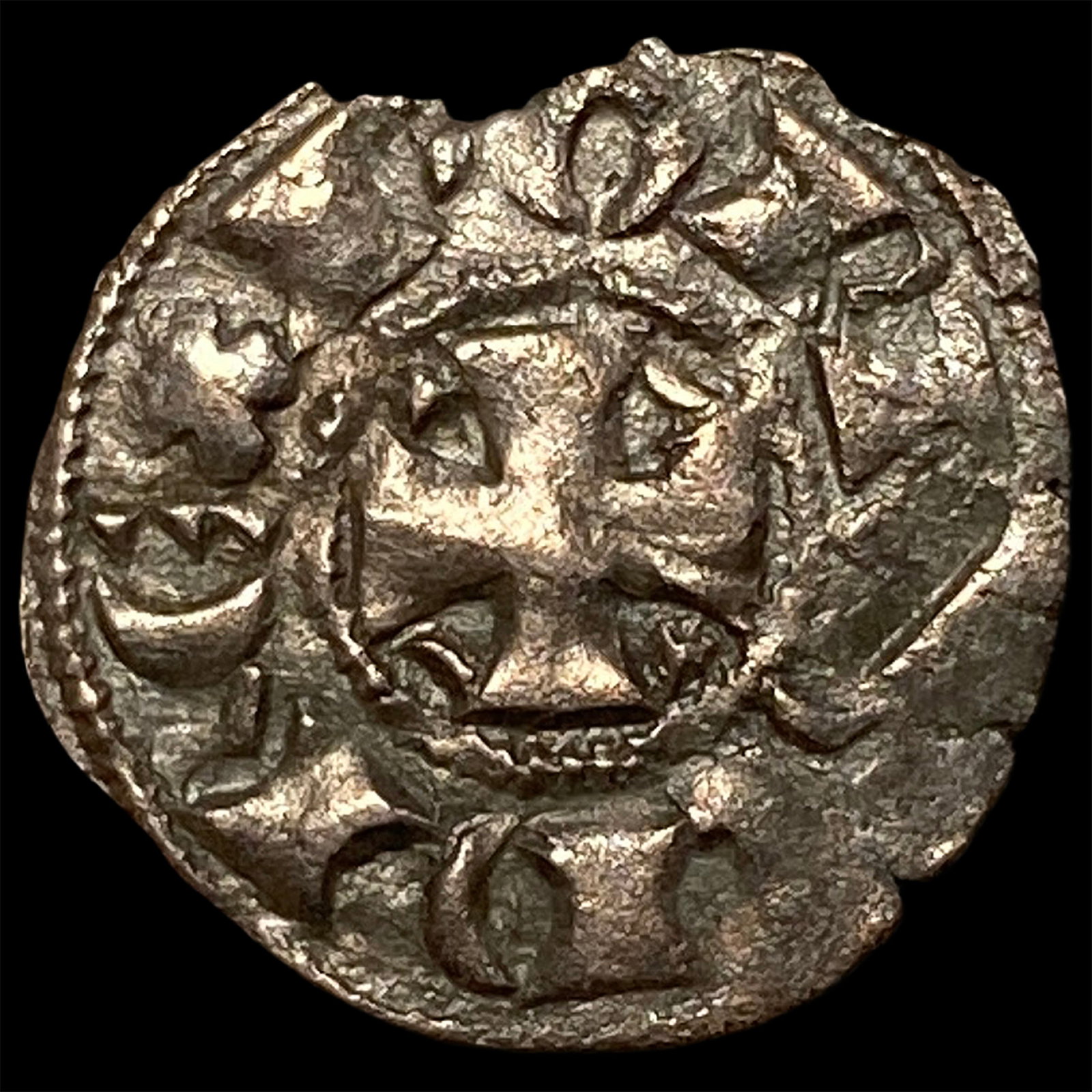 1261-1325 Portugal Crusades Dinis I Silver Dinero NEARLY UNCIRCULATED: 1261-1325 Portugal Crusades Dinis I Silver Dinero NEARLY UNCIRCULATED