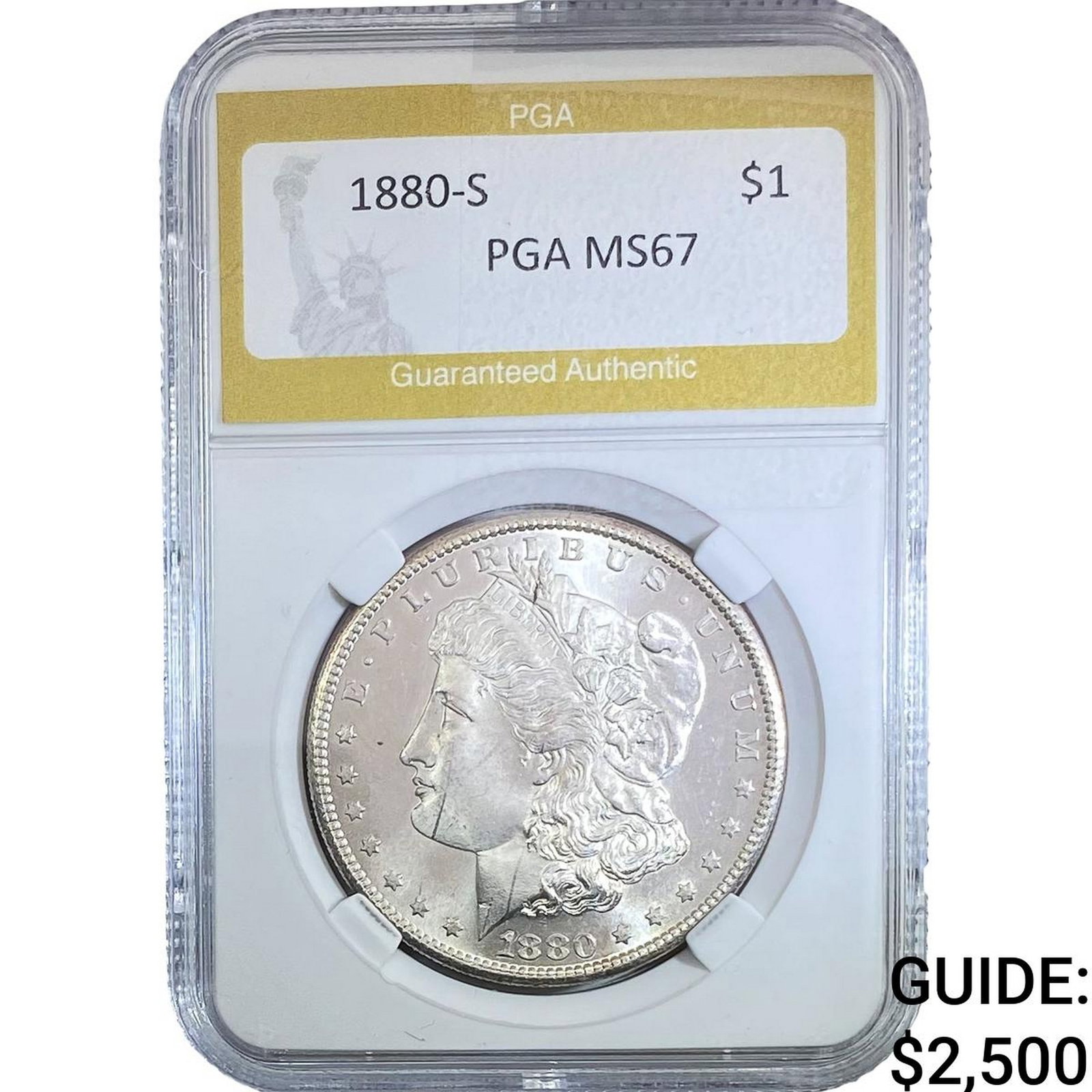 1800-S Morgan Silver Dollar PGA MS67: 1800-S Morgan Silver Dollar PGA MS67