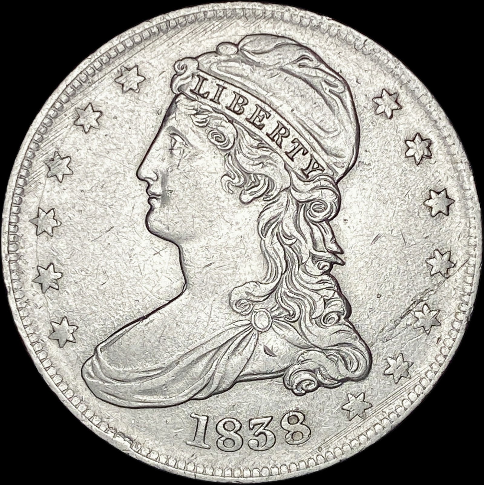 1838 Capped Bust Half Dollar CLOSELY  UNCIRCULATED (1 of 2)