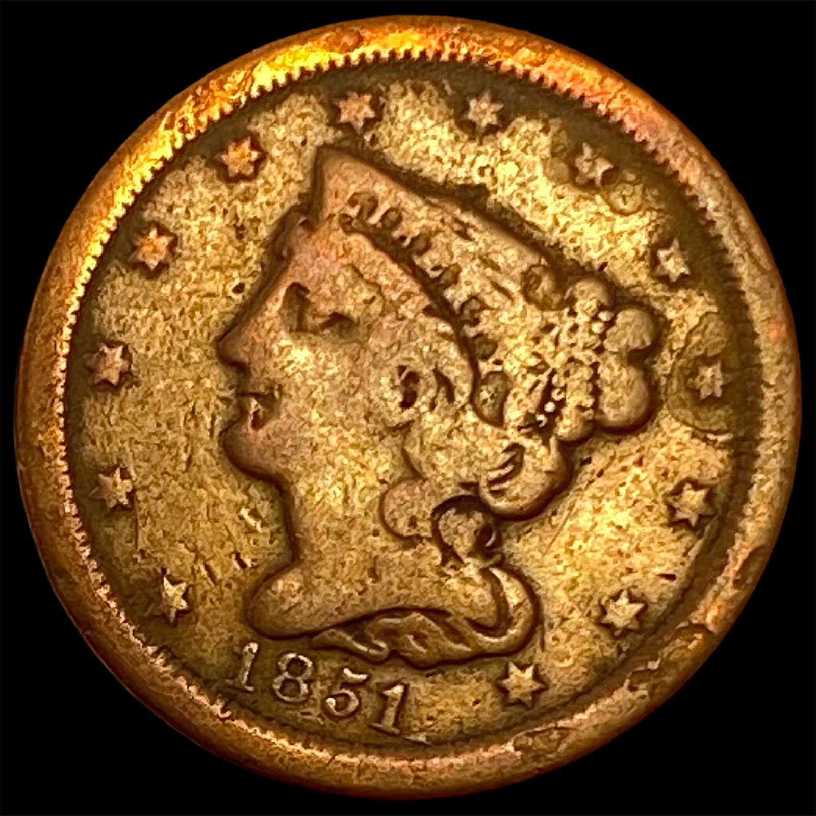 1851 Braided Hair Half Cent LIGHTLY CIRCULATED (1 of 2)