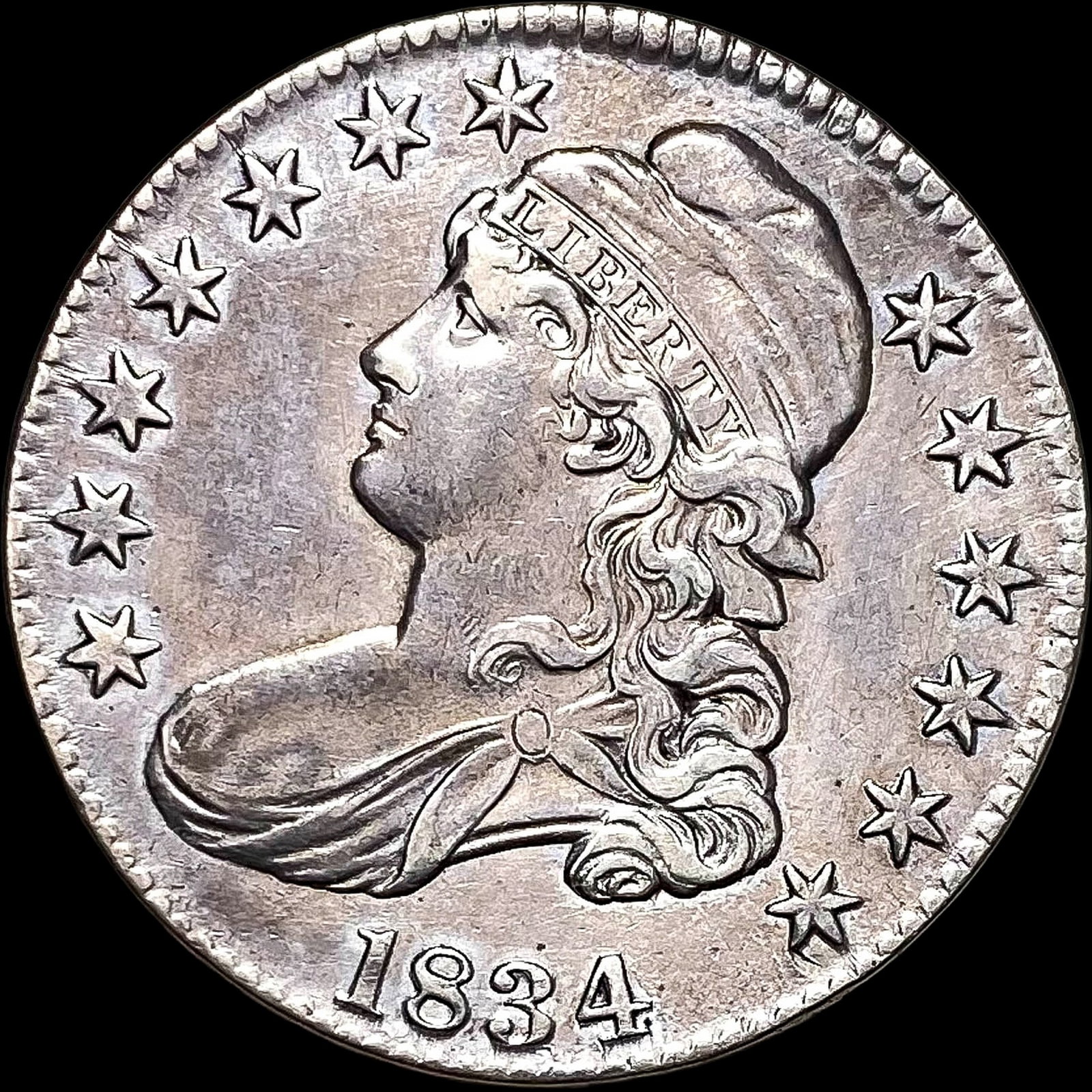 1834 Capped Bust Half Dollar CLOSELY UNCIRCULATED: 1834 Capped Bust Half Dollar CLOSELY UNCIRCULATED