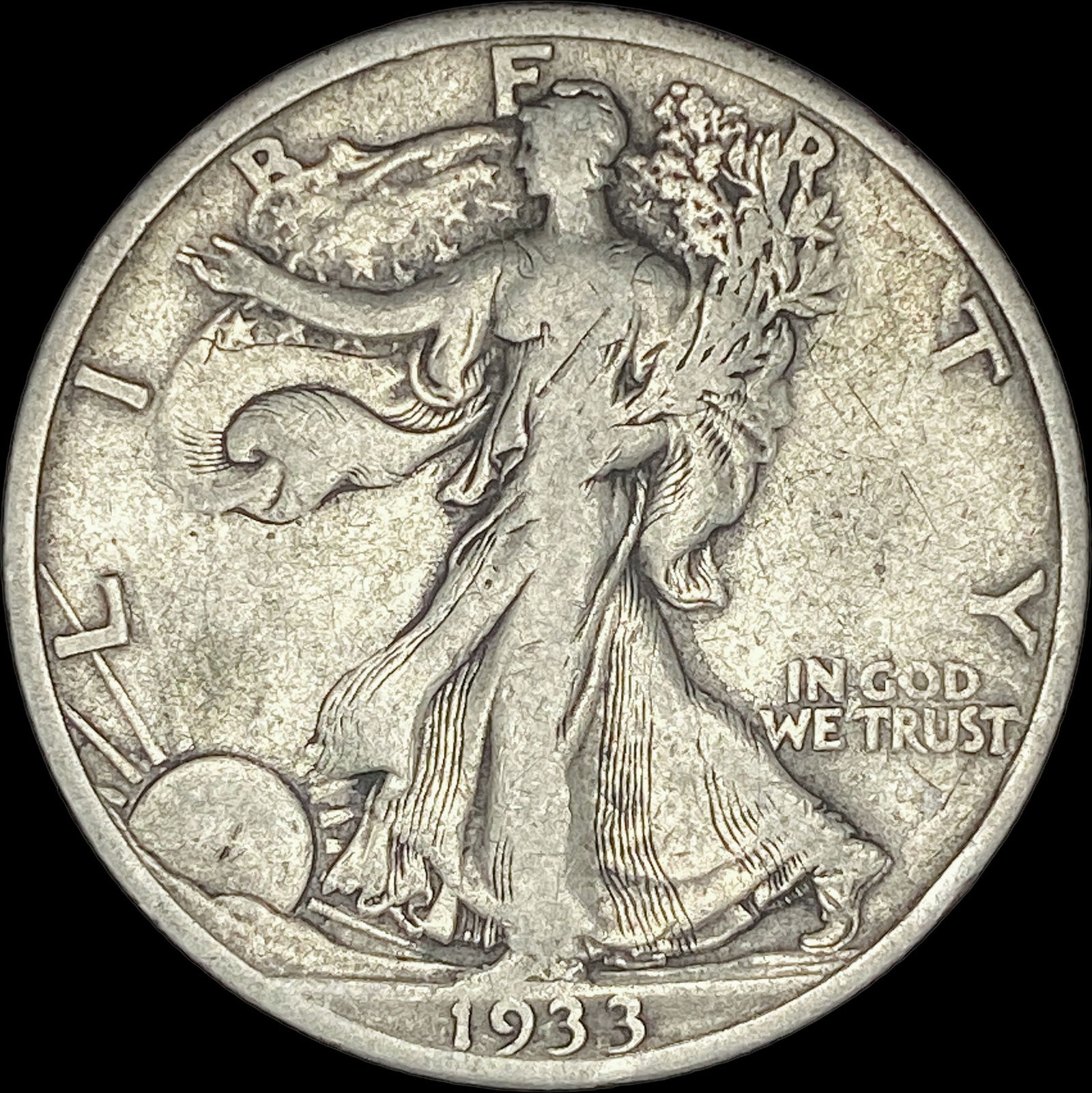 1933-S Silver Half Dollar  LIGHTLY CIRCULATED (1 of 2)
