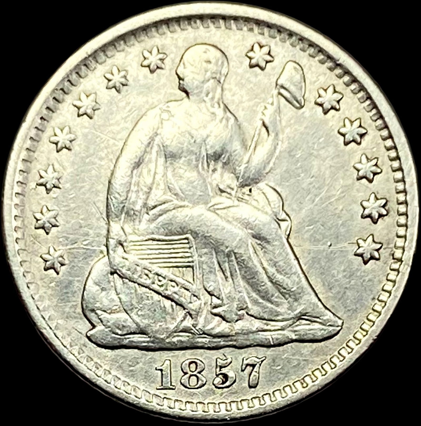 1857 Seated Liberty Half Dime NEARLY  UNCIRCULATED (1 of 2)