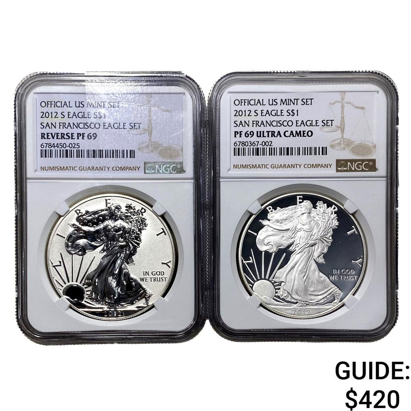 [2 Coins] 2012 Silver Eagle NGC RP/PF69UC (1 of 2)