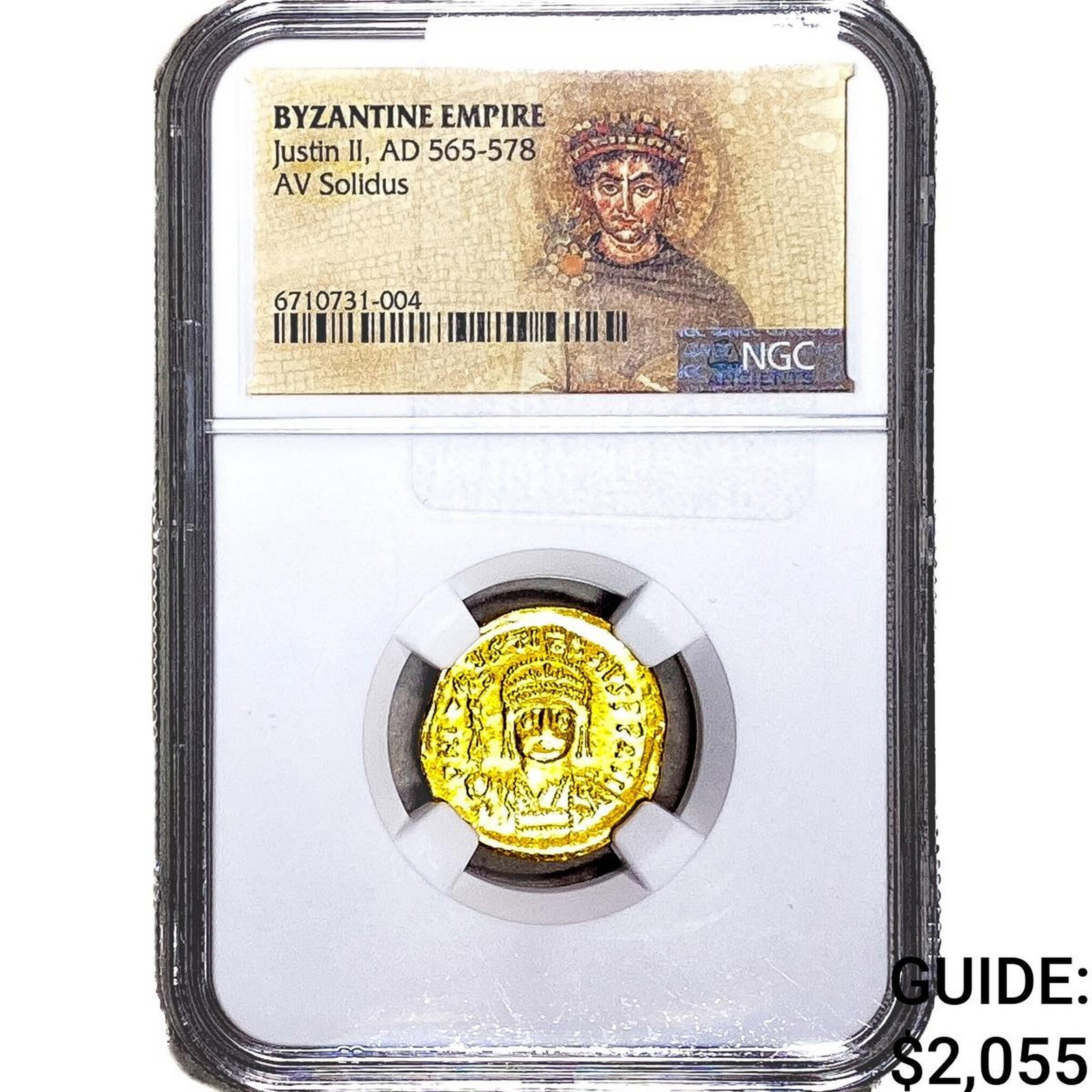 Byzantine Justin II, AD 565-578 Gold Solidus NGC: Byzantine Justin II, AD 565-578 Gold Solidus NGC