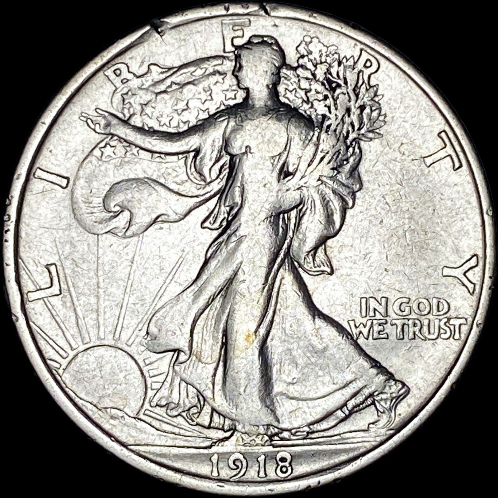 1918-D Silver Walking Liberty Half Dollar CLOSELY UNCIRCULATED (1 of 2)